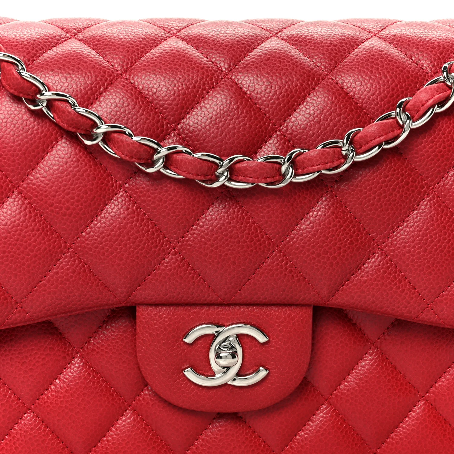 Caviar Quilted Jumbo Double Flap Dark Red - Top Club