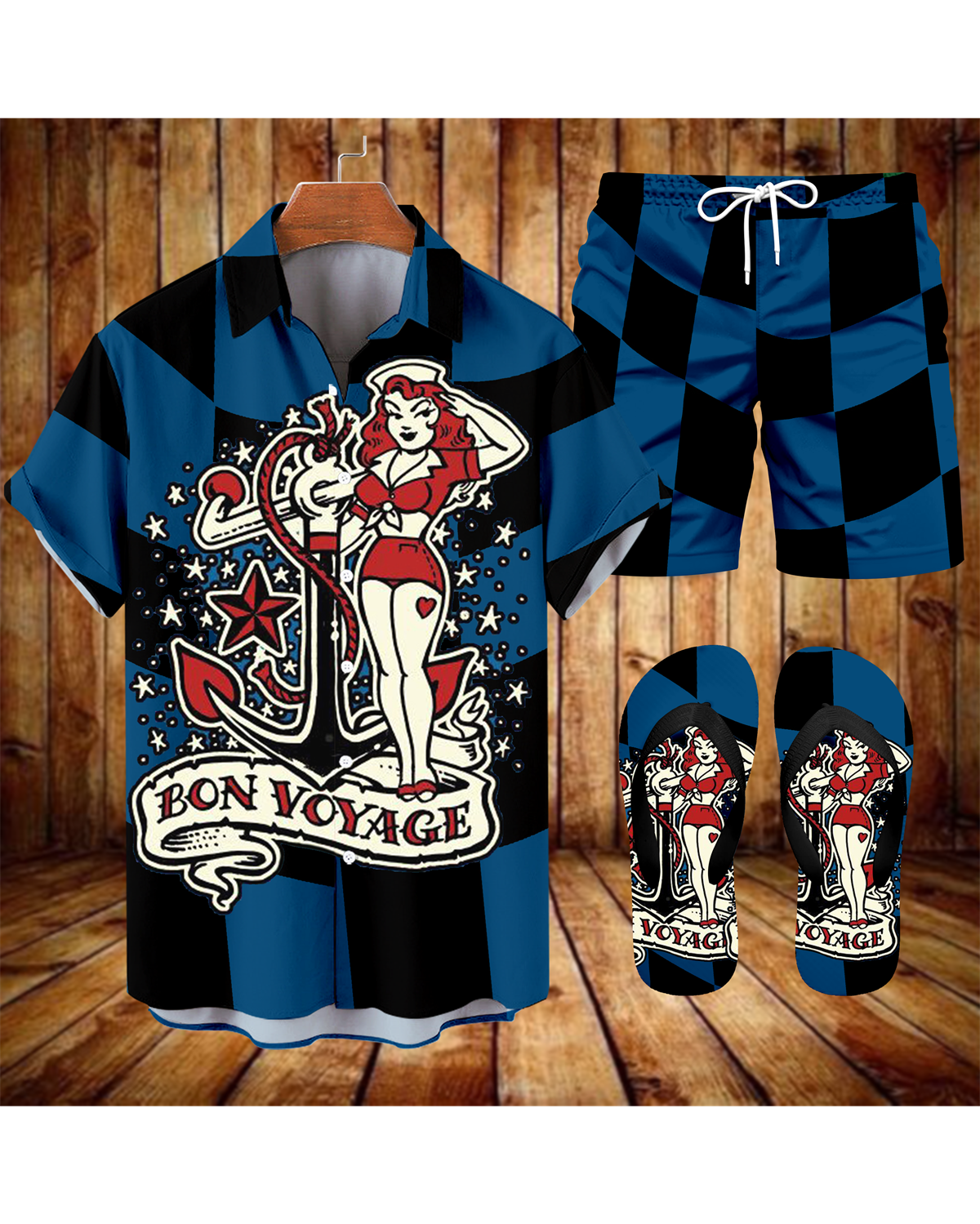 Suitmens Men's Spring Classic Car Shirt Three-Piece Set 071