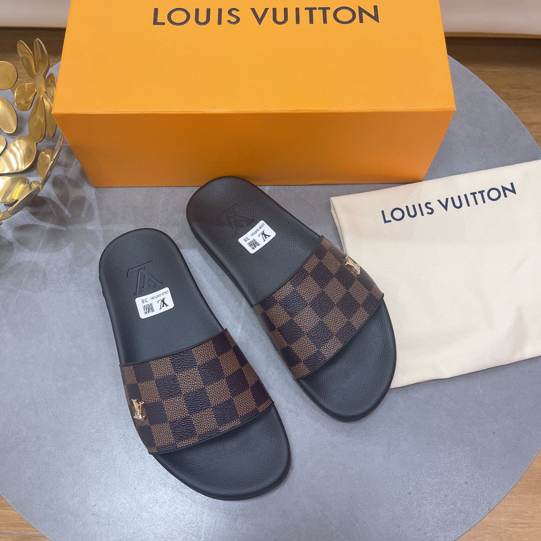Louis Vuitton LV Rubber Fashion Plaid Flip-flops Slide Sandal (Replica) - Sneaker Replica Workshop
