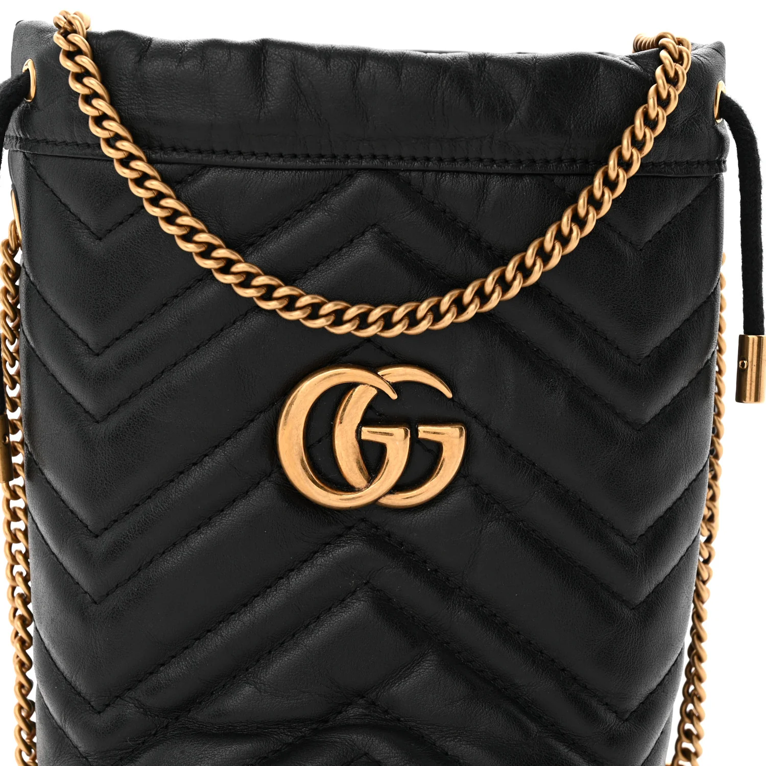 Calfskin Matelasse Mini GG Marmont 2.0 Bucket Bag Black - Top Club