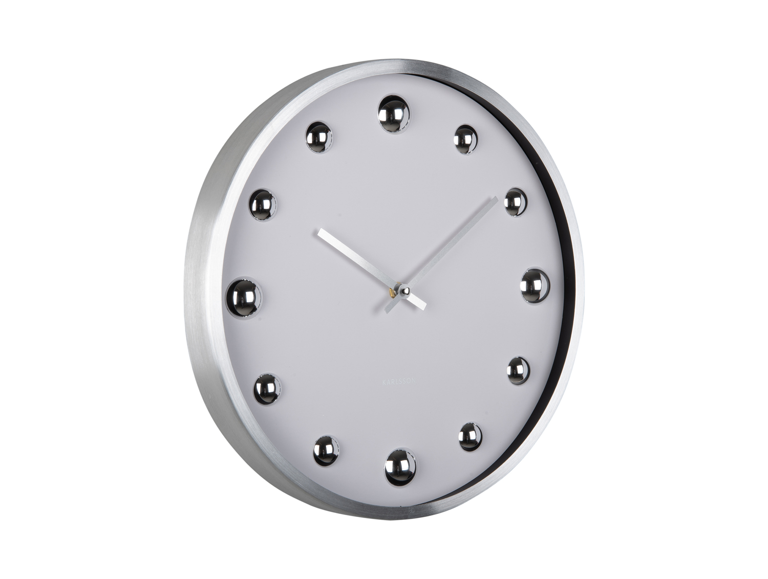 Wall clock Shiny Dots white w. silver