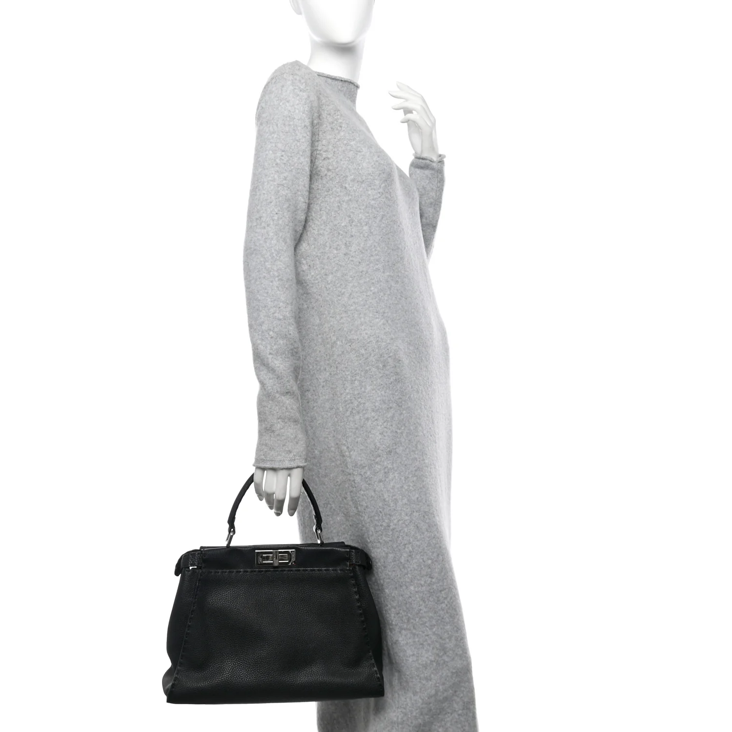 Cuoio Romano Selleria Bi-Color Medium Peekaboo Iconic Satchel Black Mou - Top Club