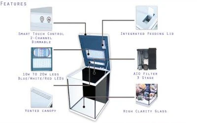 JBJ Aquarium - 15 GALLON WHITE CUBEY MIDSIZE ALL IN ONE TANK