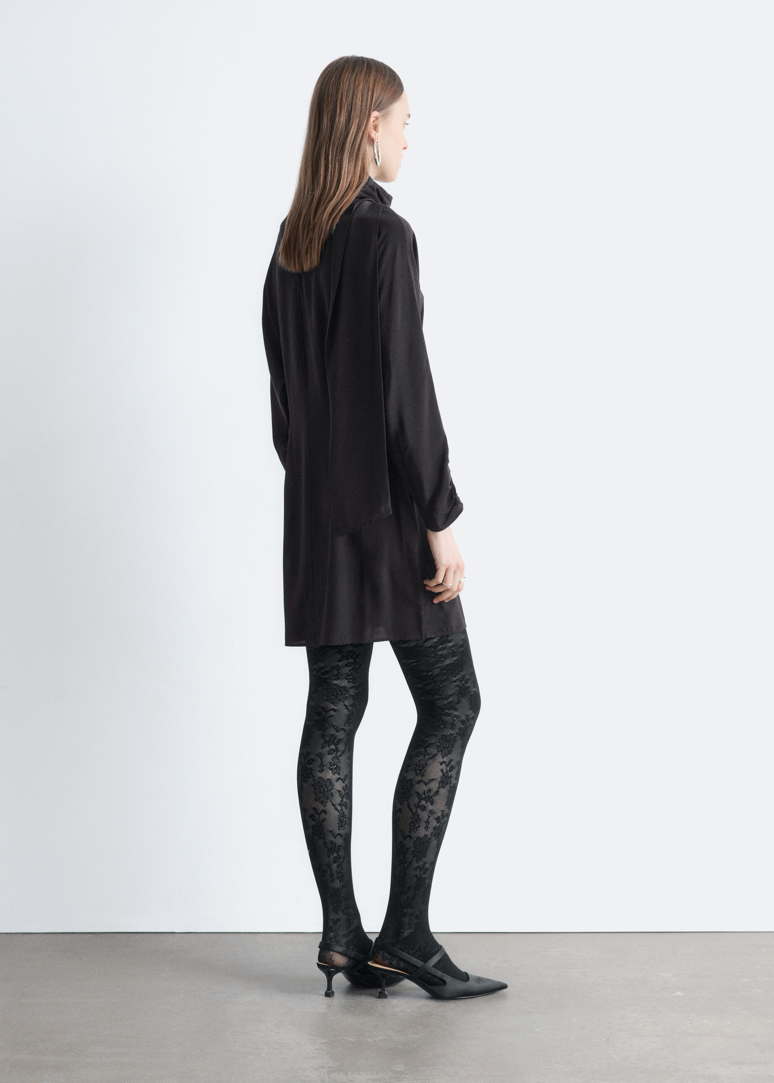 & Other Stories BOW-COLLAR SILK MINI DRESS