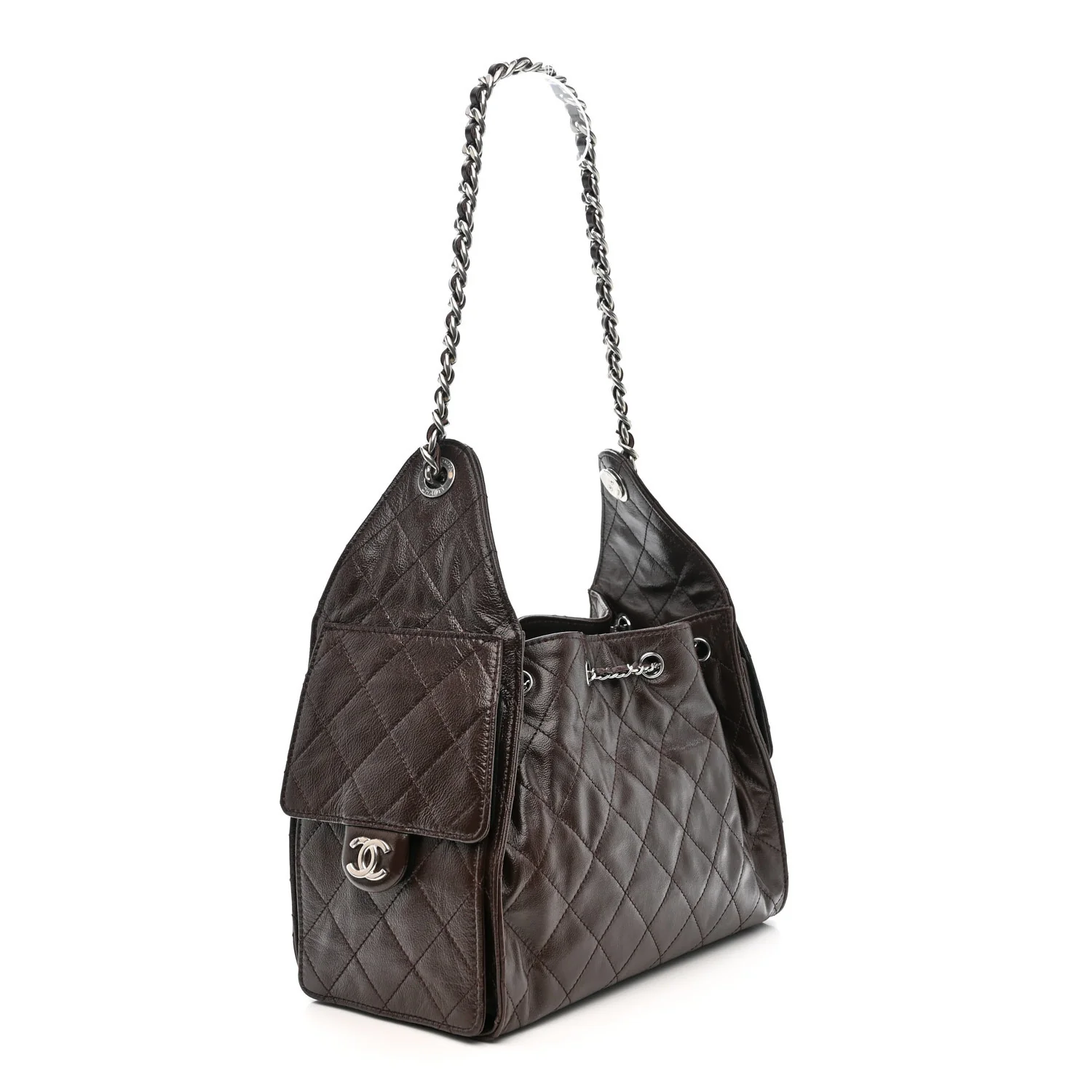 Caviar Quilted Small Chanel 25 Handbag Dark Brown