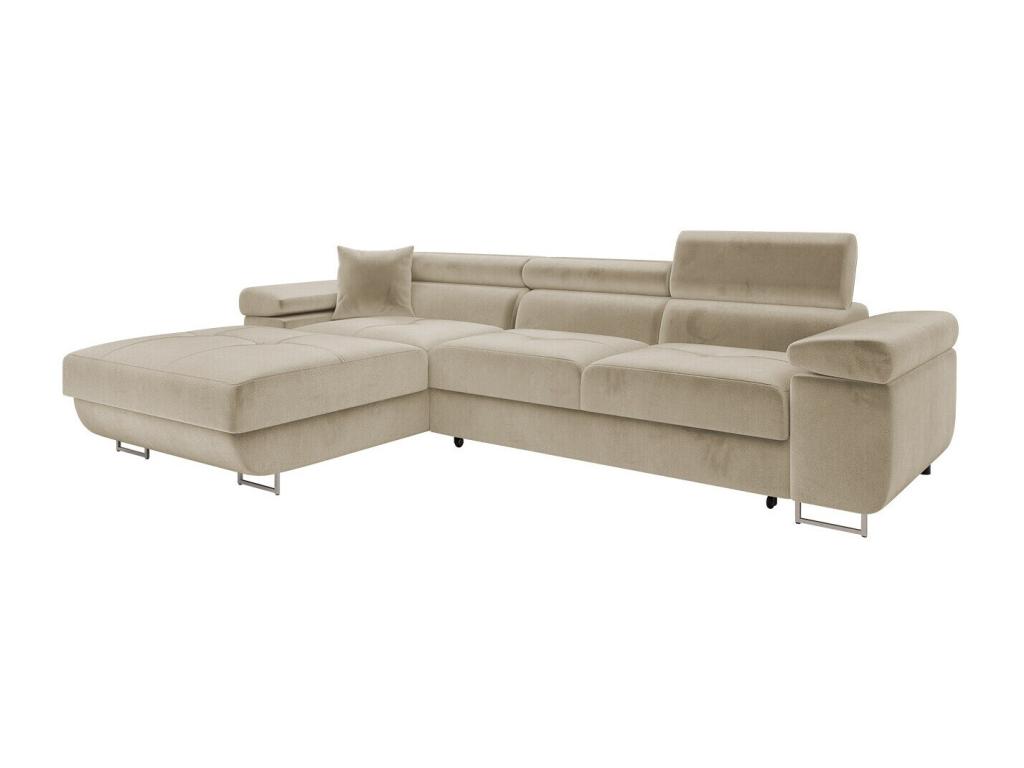 Sofá rinconero Comfivo S102, De color marrón claro, Función de descanso, 280x170x70cm