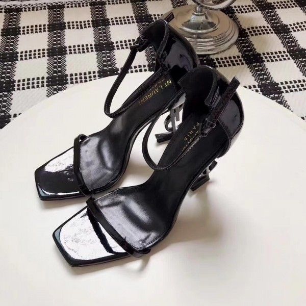 Saint Opyum 110mm Sandals Black Palent Leather - Top Club