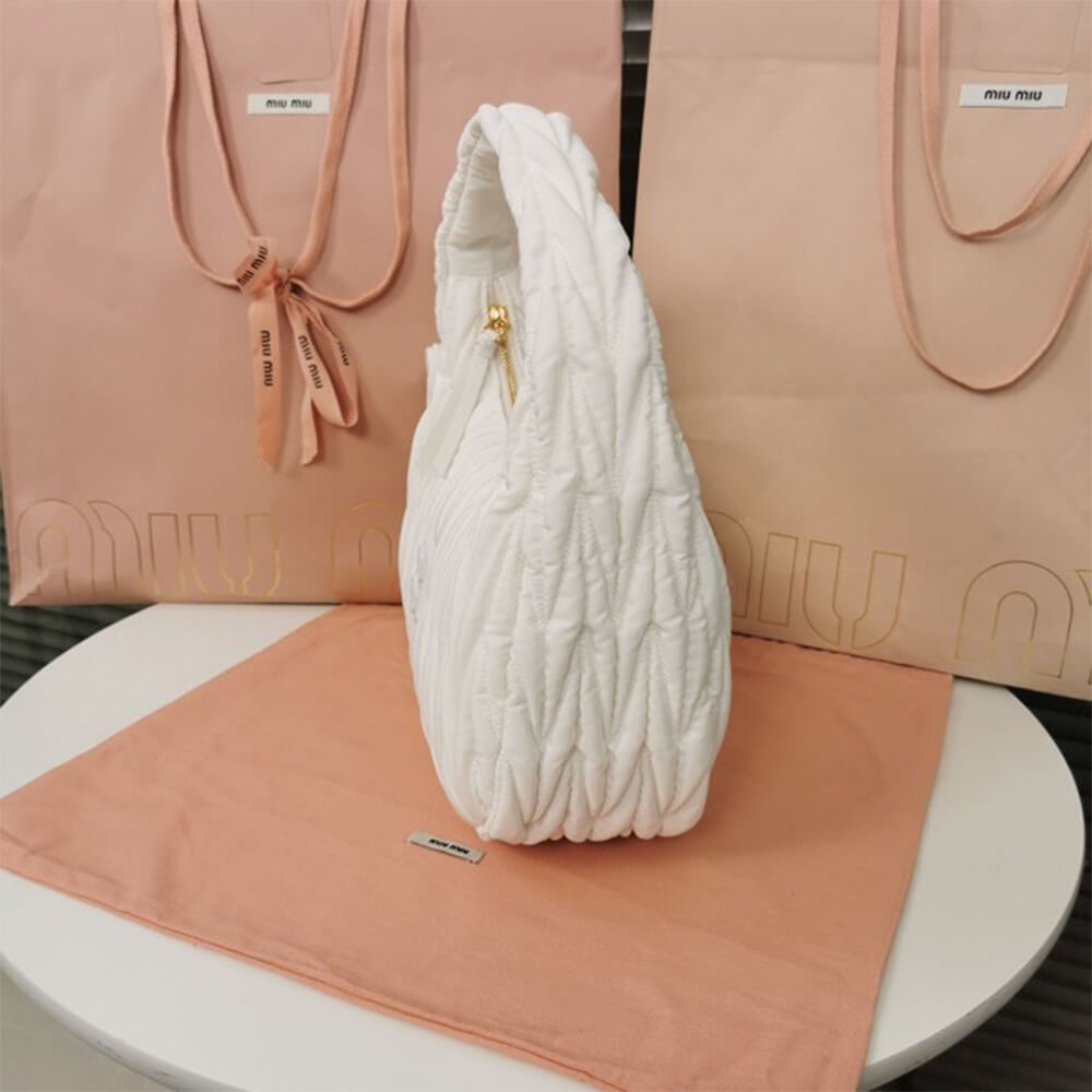 Miu Wander matelasse regenerated nylon hobo bag - Top Club