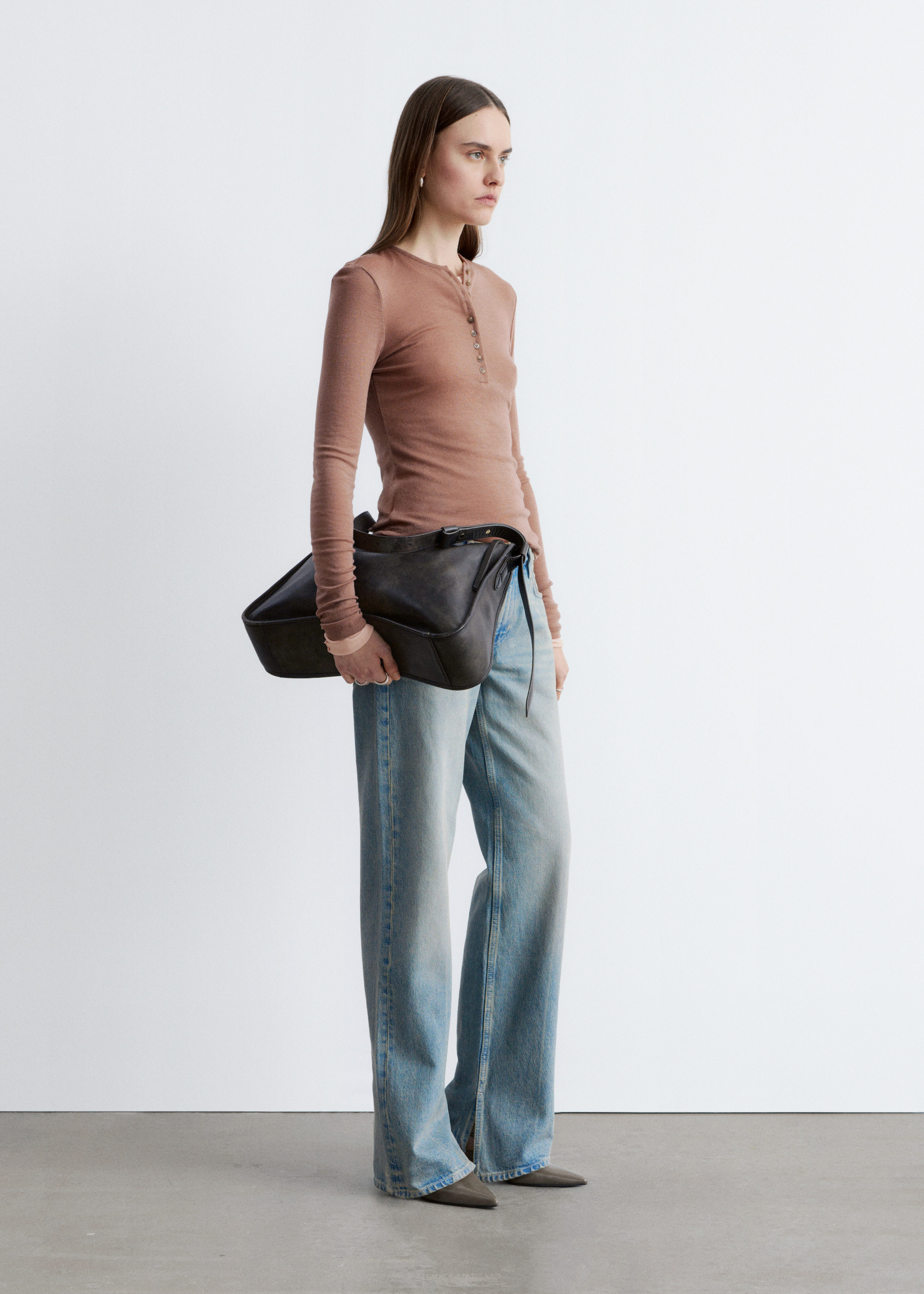 & Other Stories HALF-PLACKET WOOL TOP