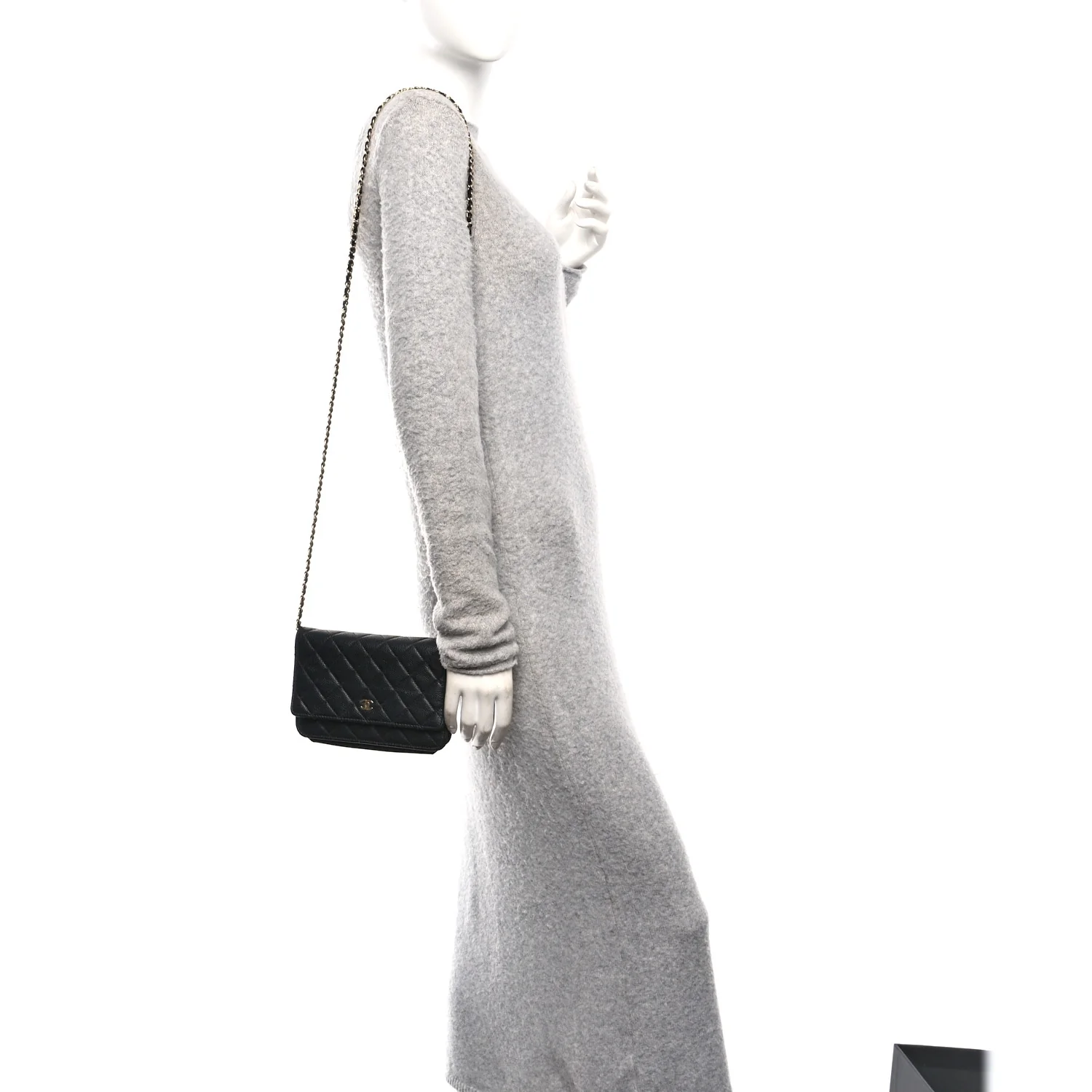 Caviar Quilted Wallet on Chain WOC Black - Top Club