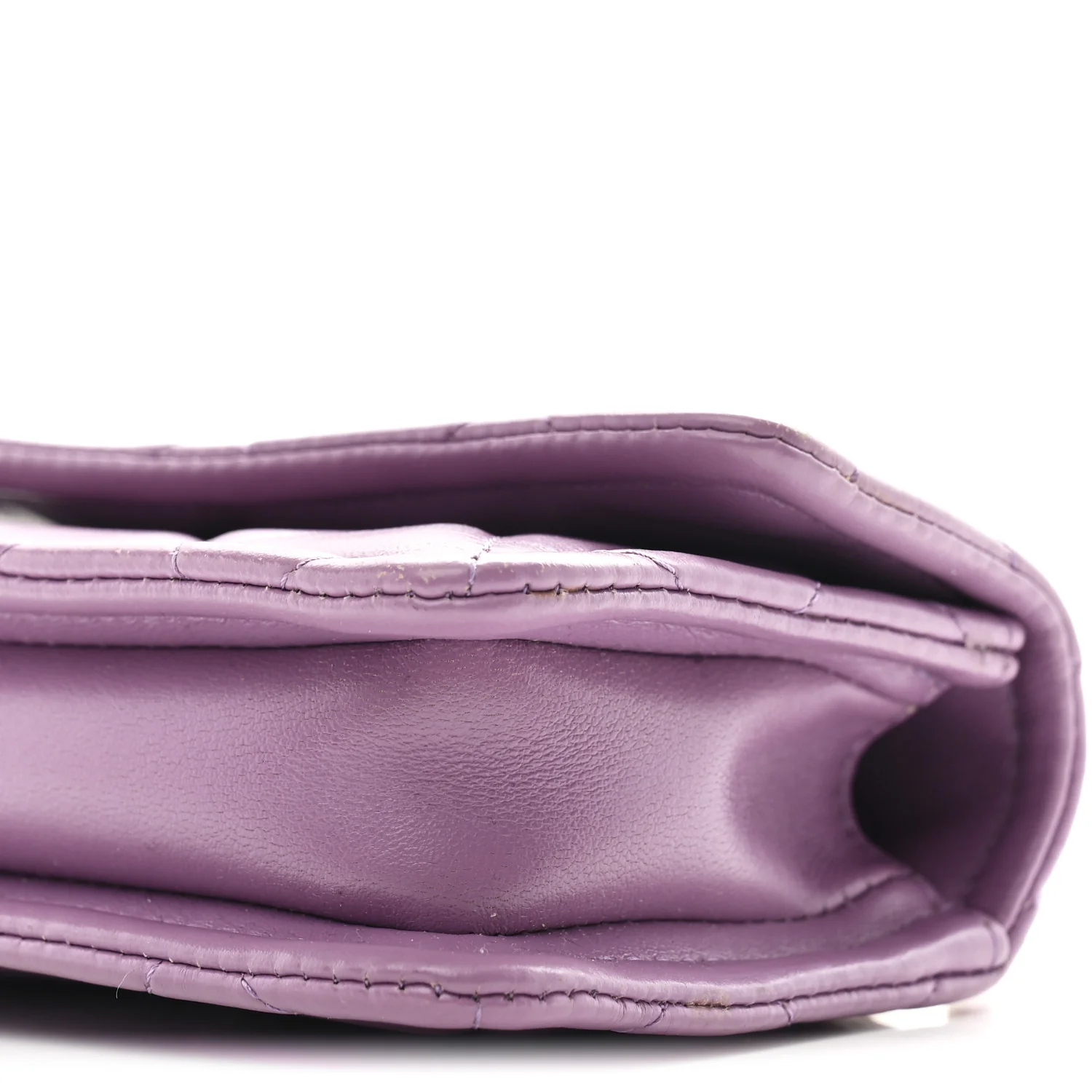 Shiny Lambskin Quilted Extra Mini Flap Purple - Top Club