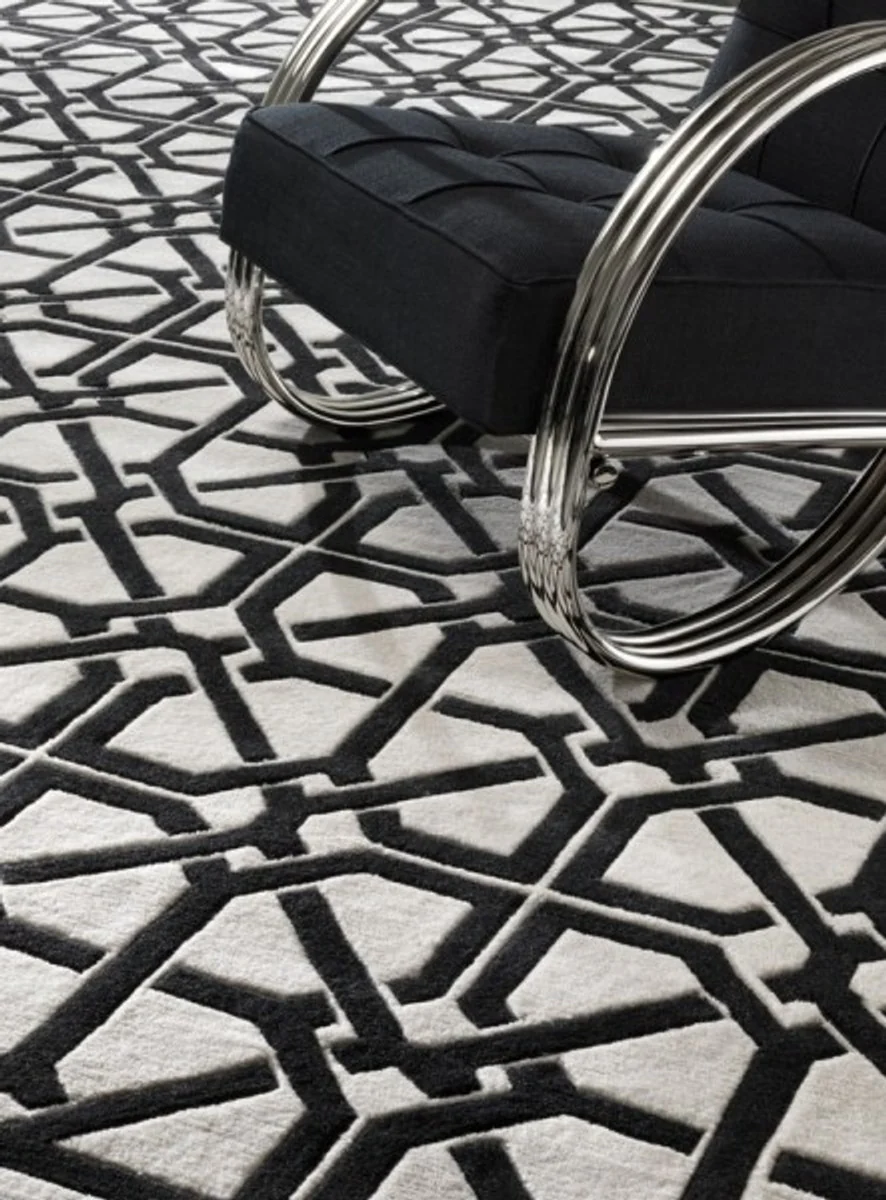Luxury rug black / white - various sizes - velvety soft hand-tufted living room rug made of 100% New Zealand wool - high-quality luxury quality