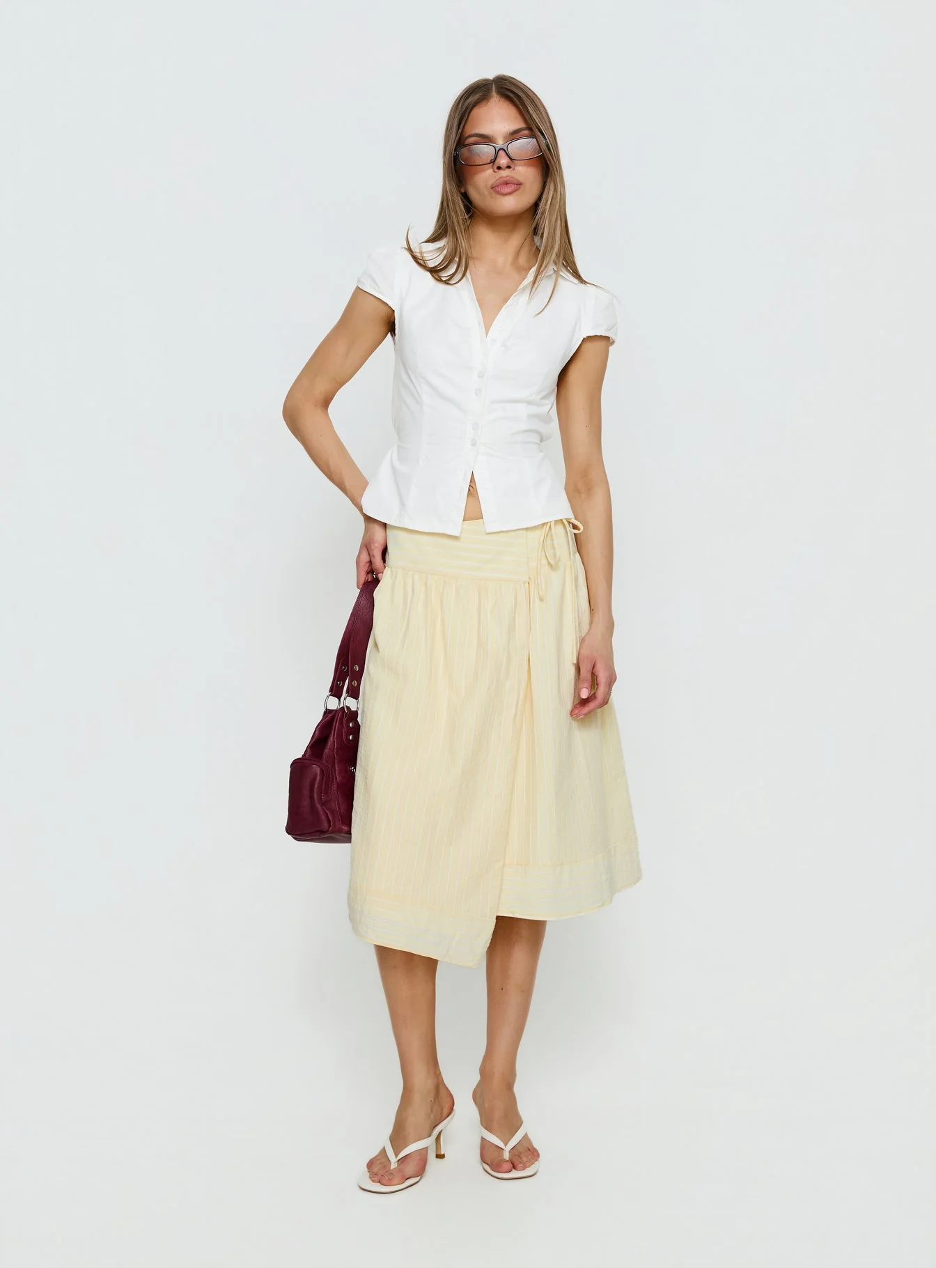 Sunney Wrap Midi Skirt Yellow