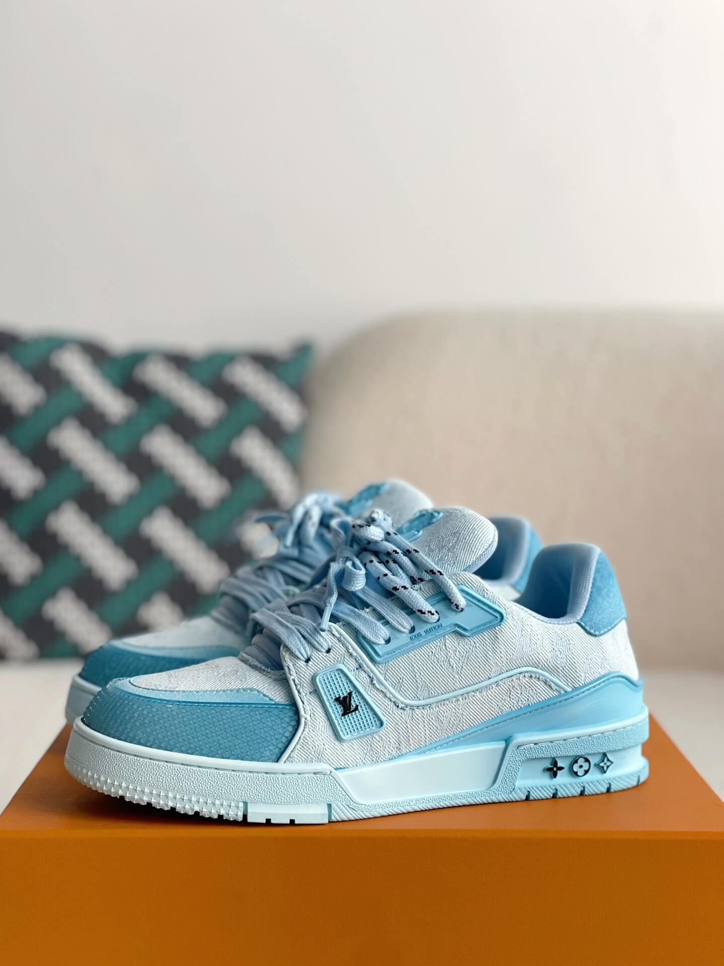 Louis Vuitton LV Trainer Light Blue Denim Sneaker - Sneaker Replica Workshop