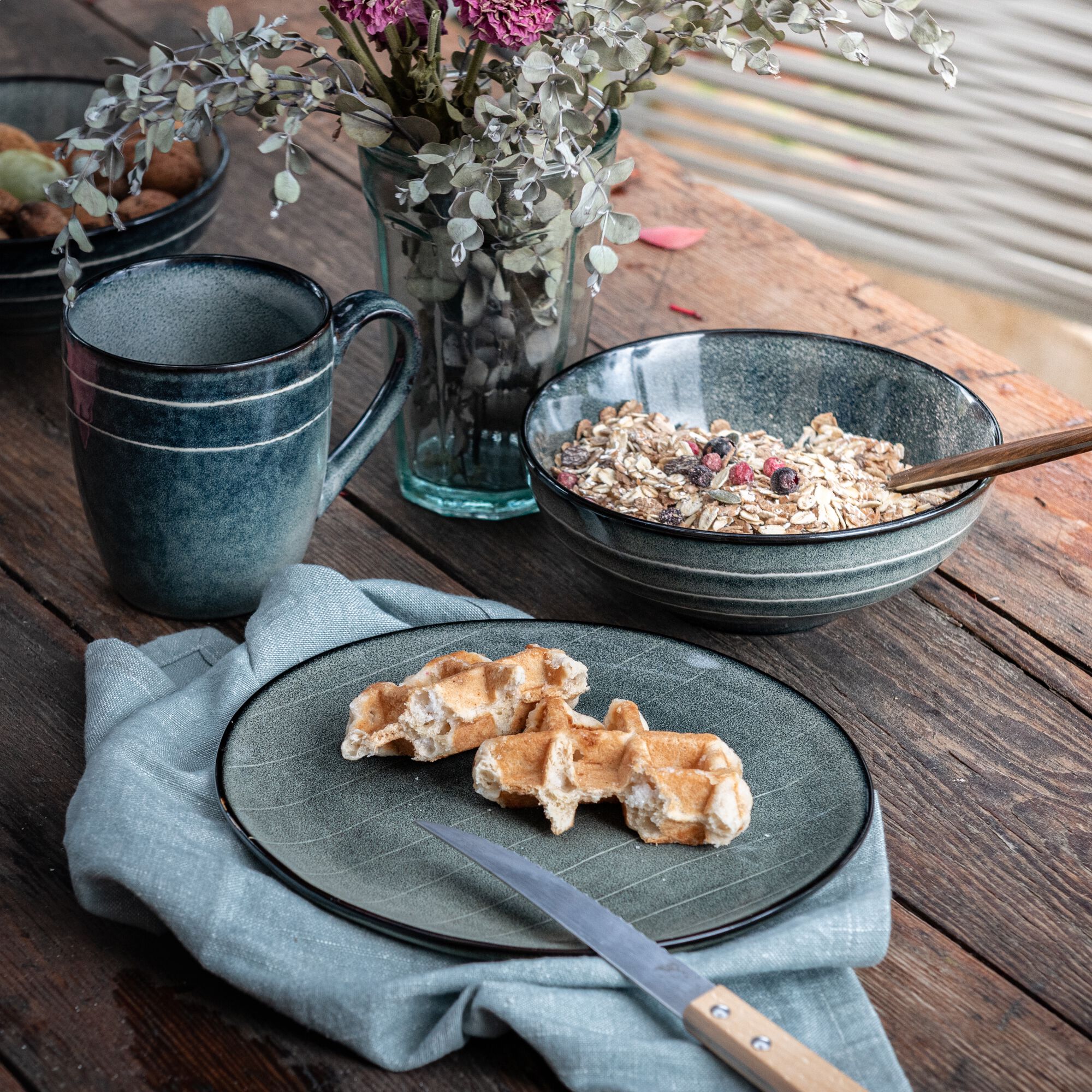 XYLANE - Assiette à dessert en grès D20,5cm - vert