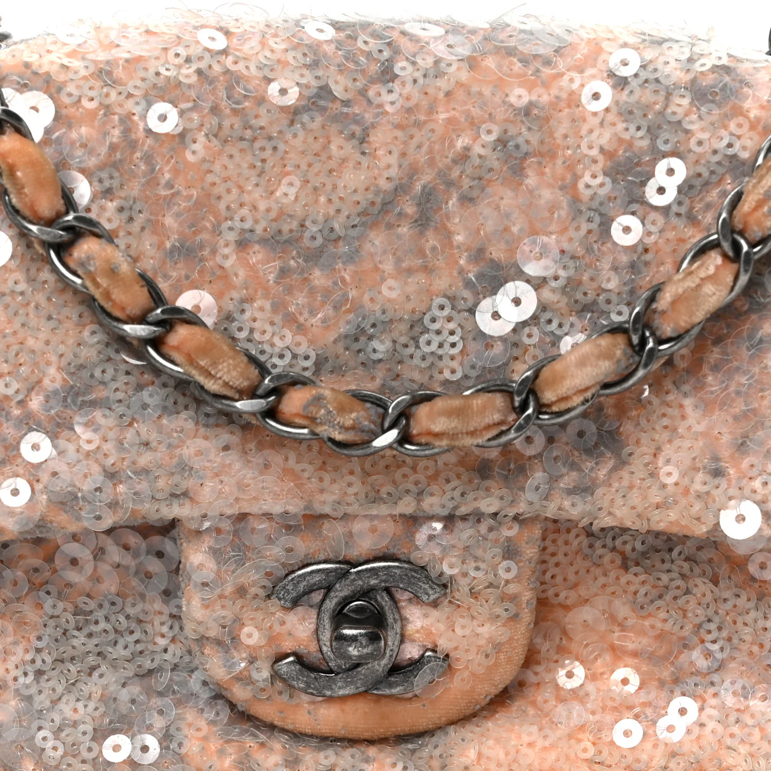 Sequin Mini Flap Light Orange Grey - Top Club