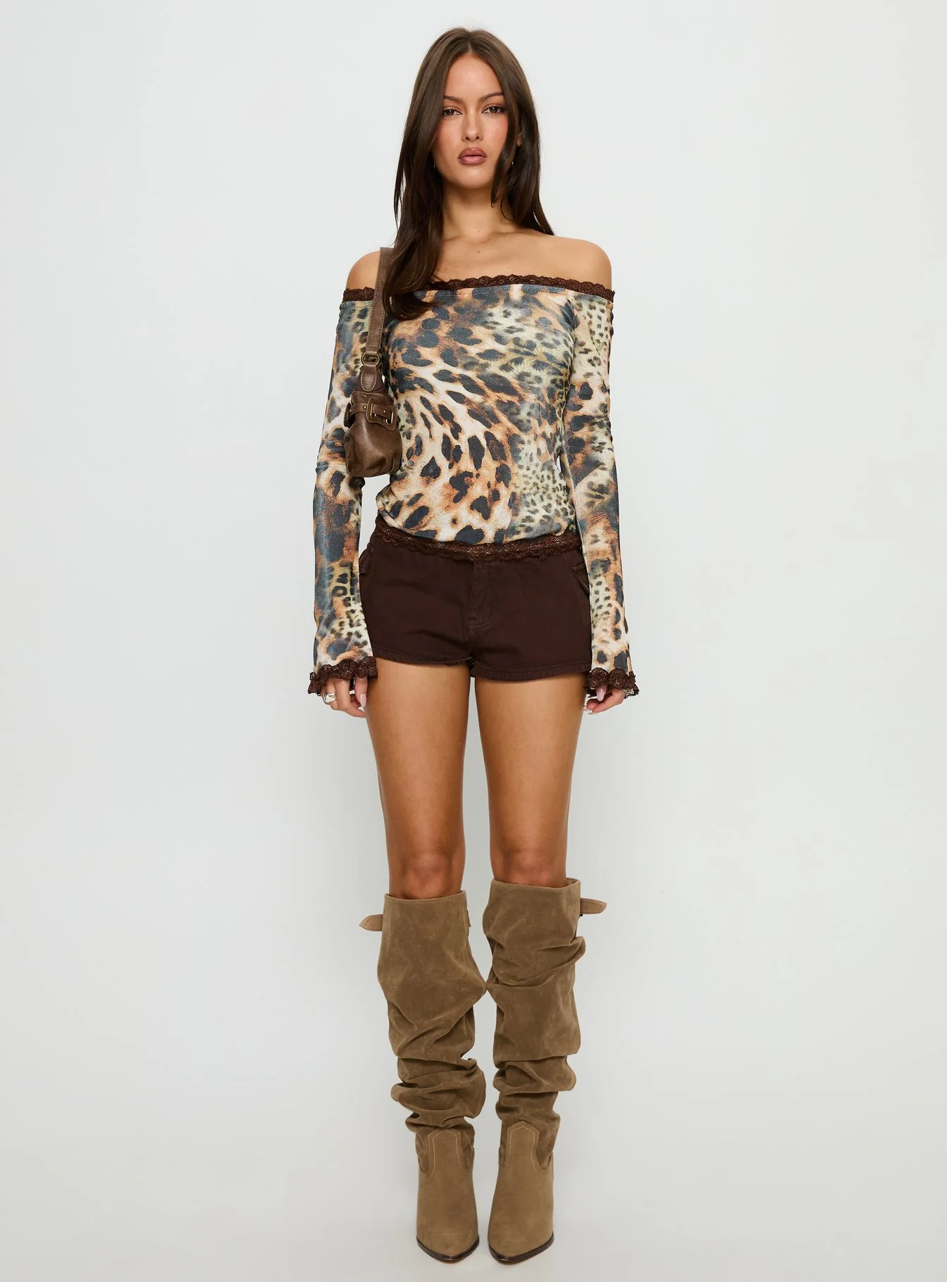 Mochapella Off The Shoulder Top Animal
