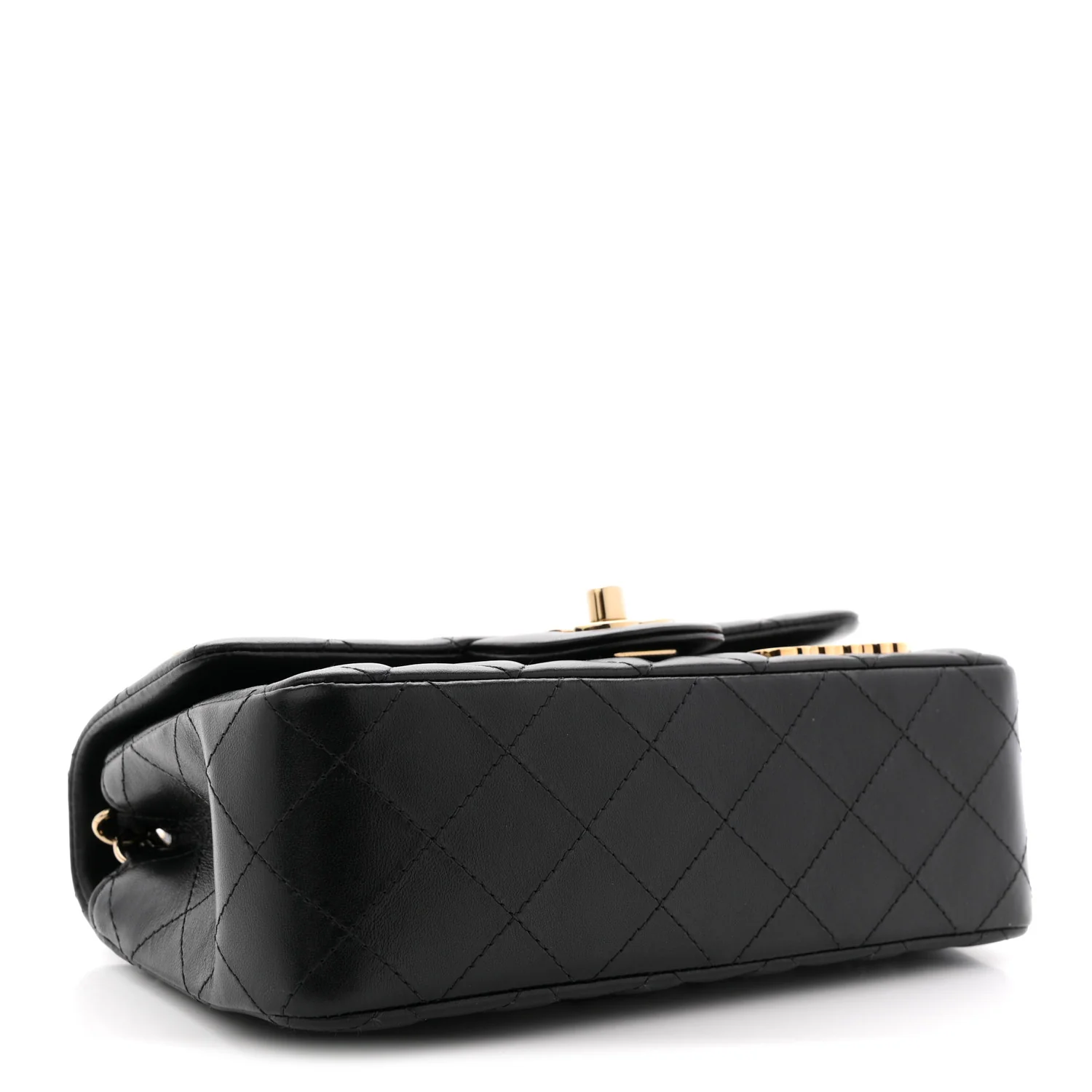Lambskin Quilted Hollywood Charms Mini Rectangular Flap Black - Top Club