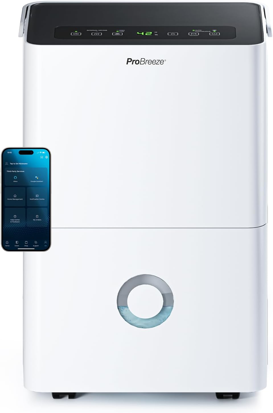 Pro Breeze Deumidificatore Casa Muffa 30L/giorno, display digitale 'umidità, Drenaggio continuo, Timer 24 ore, Funzione di sbrinamento automatico - Ideale per umidità e condensa
