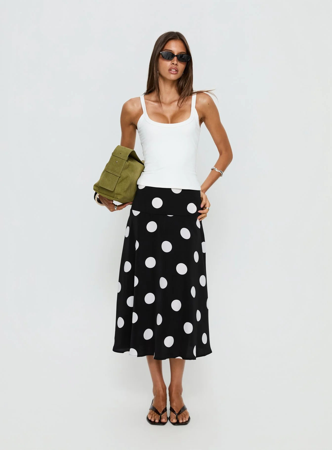 Picture It Midi Skirt Black Polka Dot