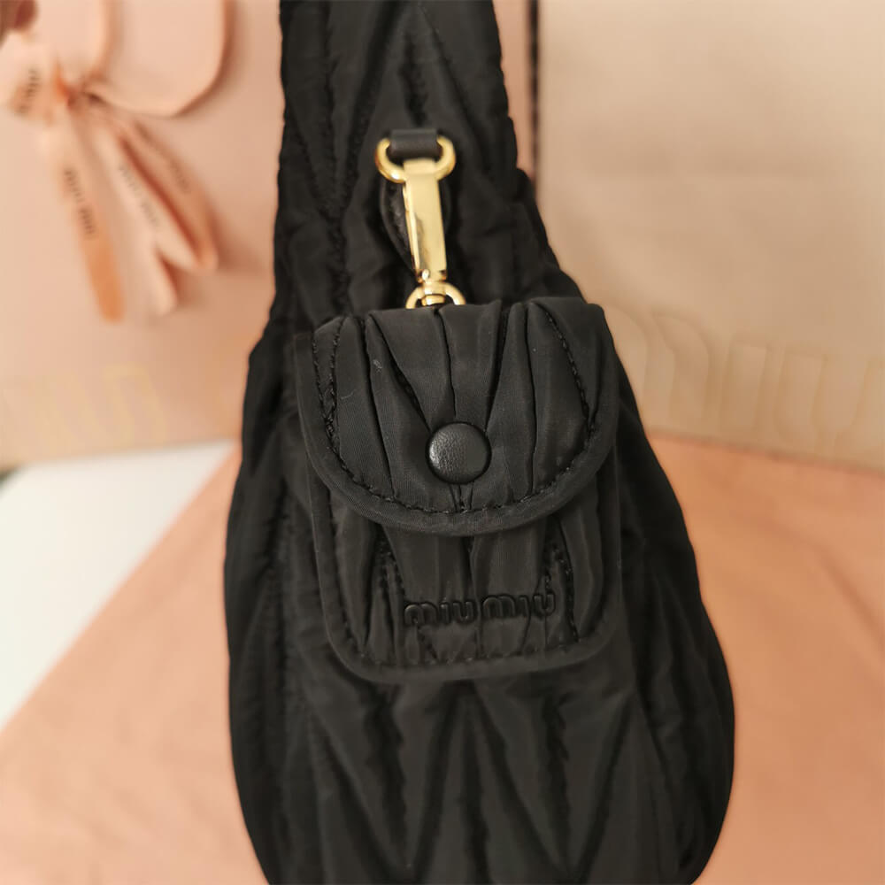 Miu Wander matelasse regenerated nylon hobo bag - Top Club