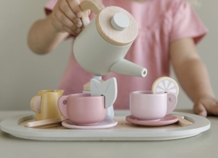 Houten thee servies