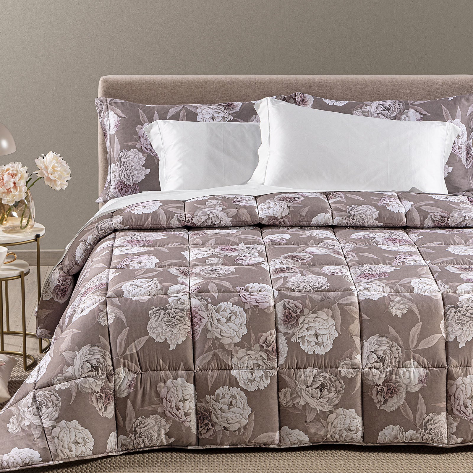 Trapunta In Raso Di Cotone Rosa Bianca Matrimoniale Unica Dreaming