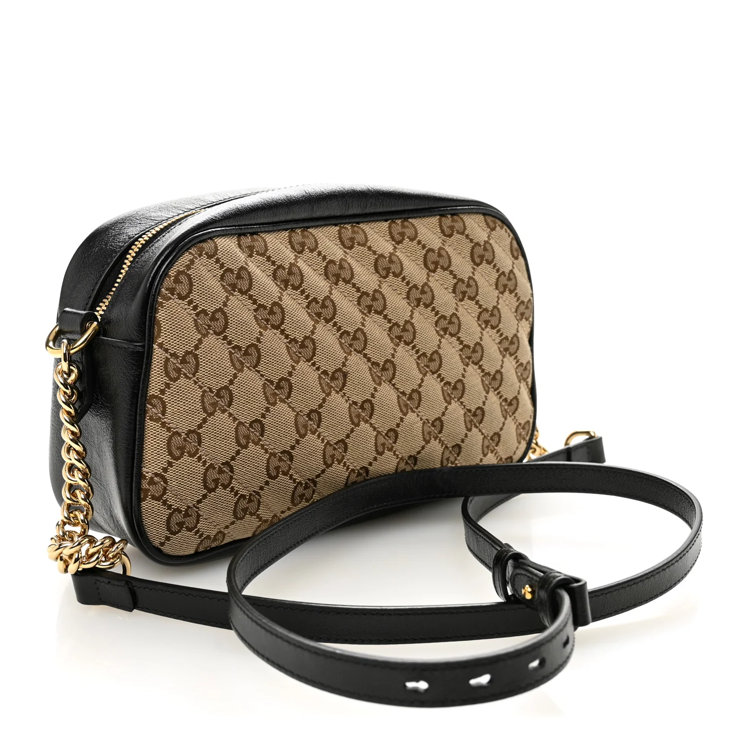 Monogram Matelasse Diagonal Small GG Marmont Chain Shoulder Bag Beige Black - Top Club