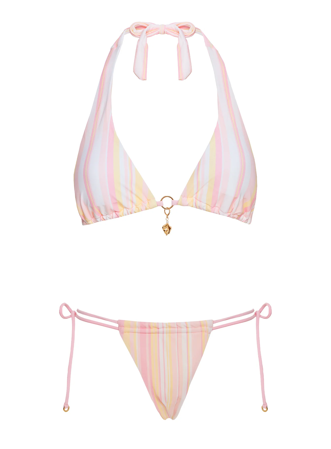 Rissa Scrunch Tie Side Bikini Bottoms Pink Stripe
