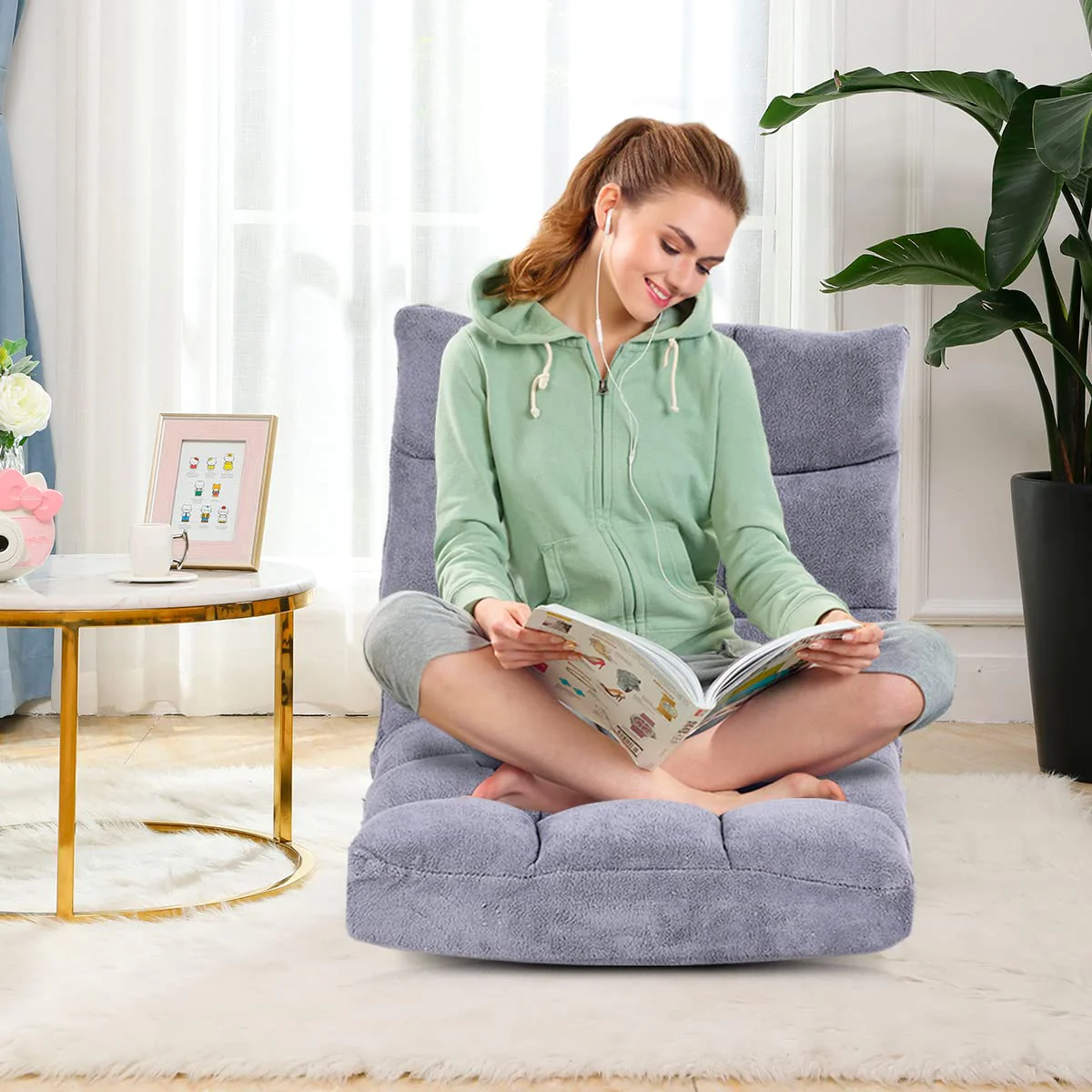 BEFOUNDLOVELY Floor Chair, Video Gaming Chairs with Back Support, Adjustable 14-Position