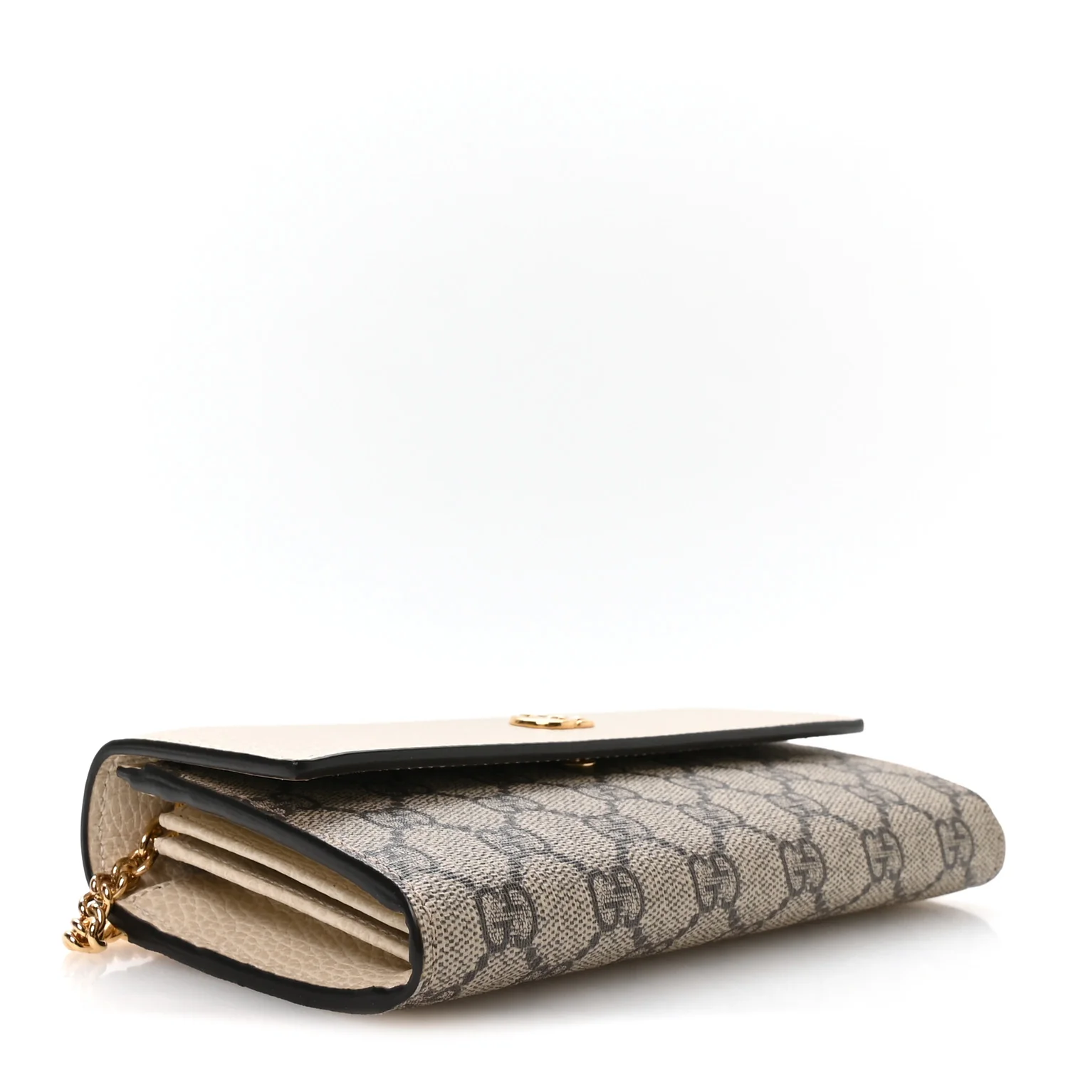Dollar Calfskin GG Supreme Monogram Petite GG Marmont Wallet Chain Bag Mystic White Beige Ebony - Top Club
