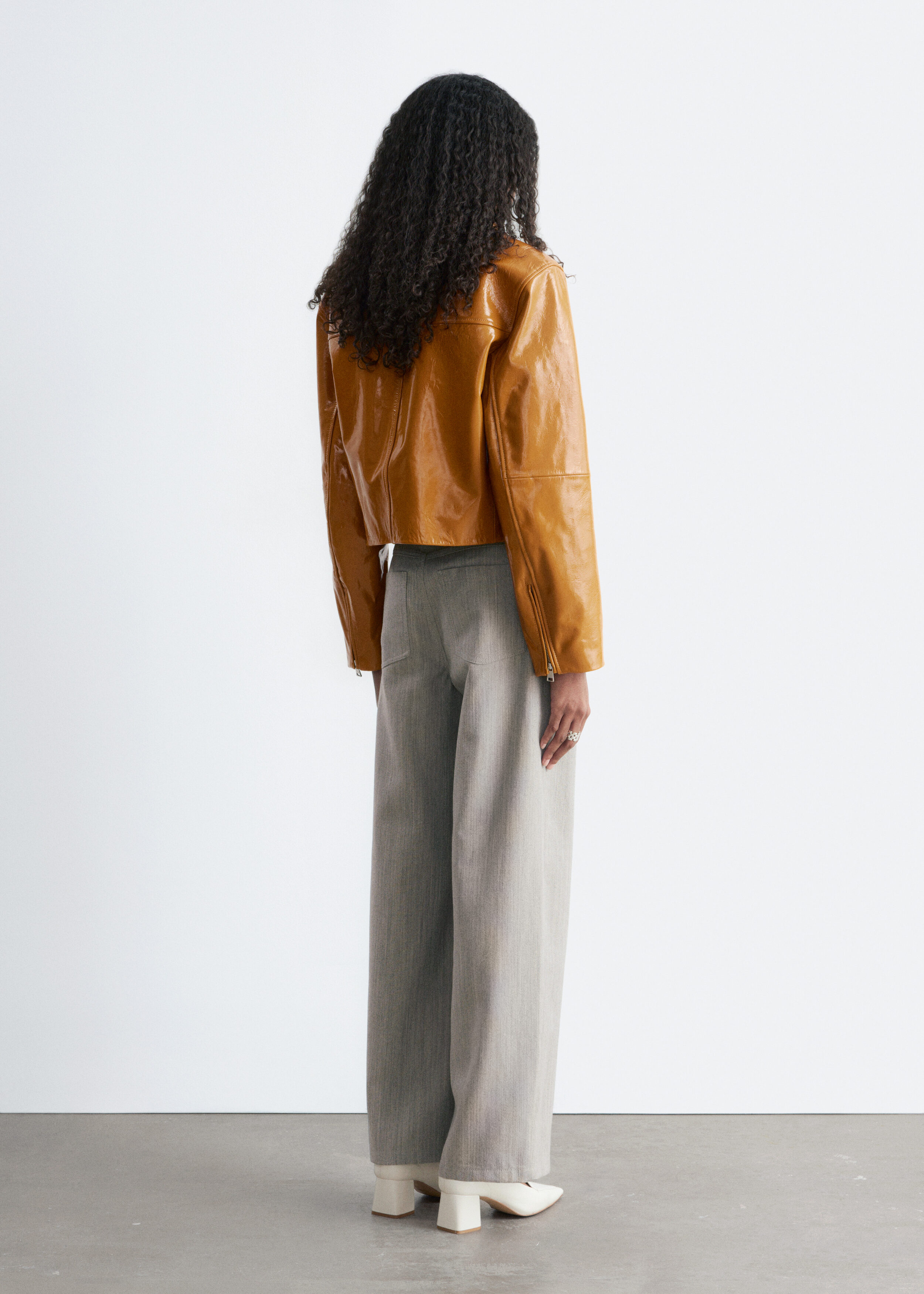 & Other Stories PATENT LEATHER BIKER JACKET