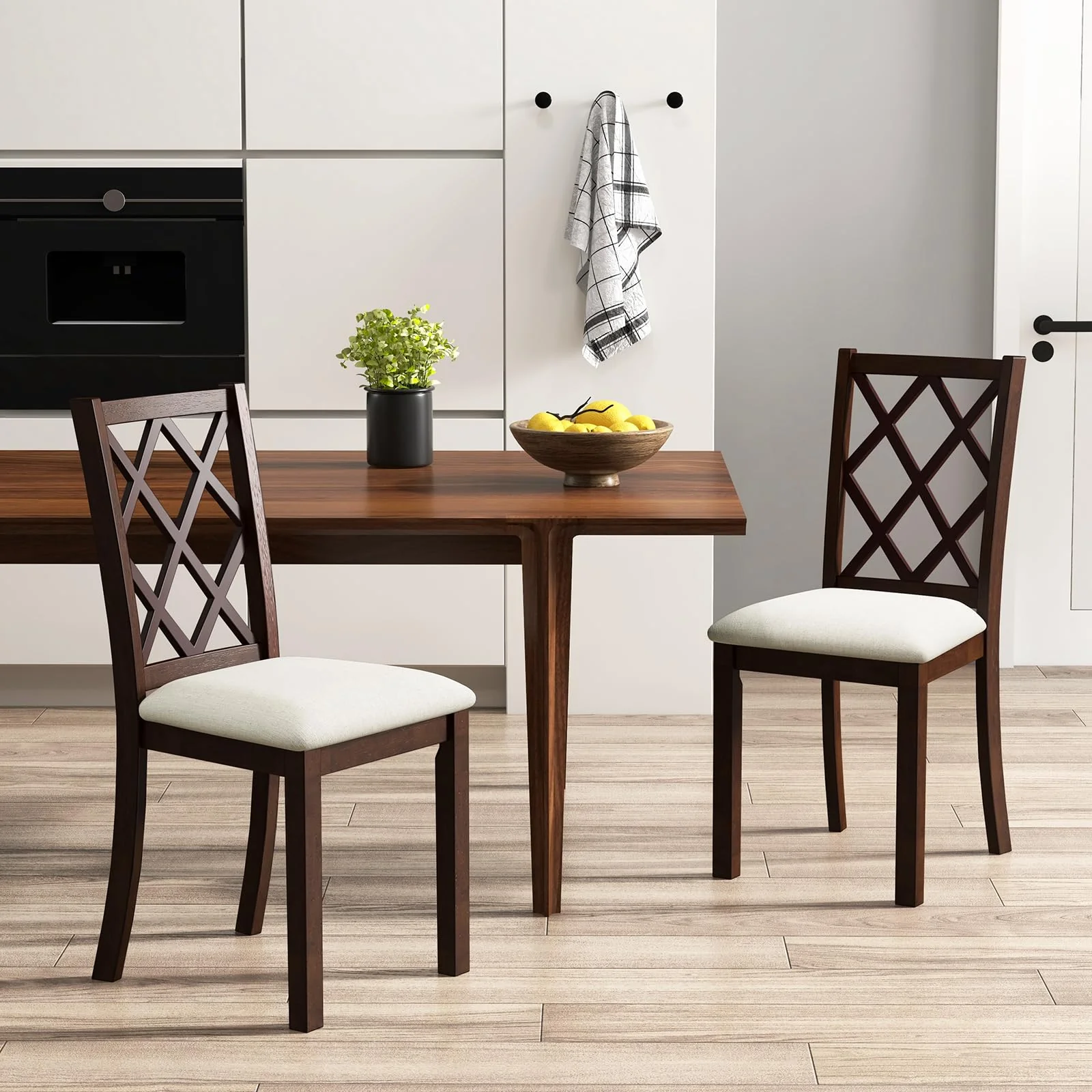 BEFOUNDLOVELY Wood Dining Chairs Set of 2/4, Farmhouse Kitchen Chair with Rubber Wood Legs