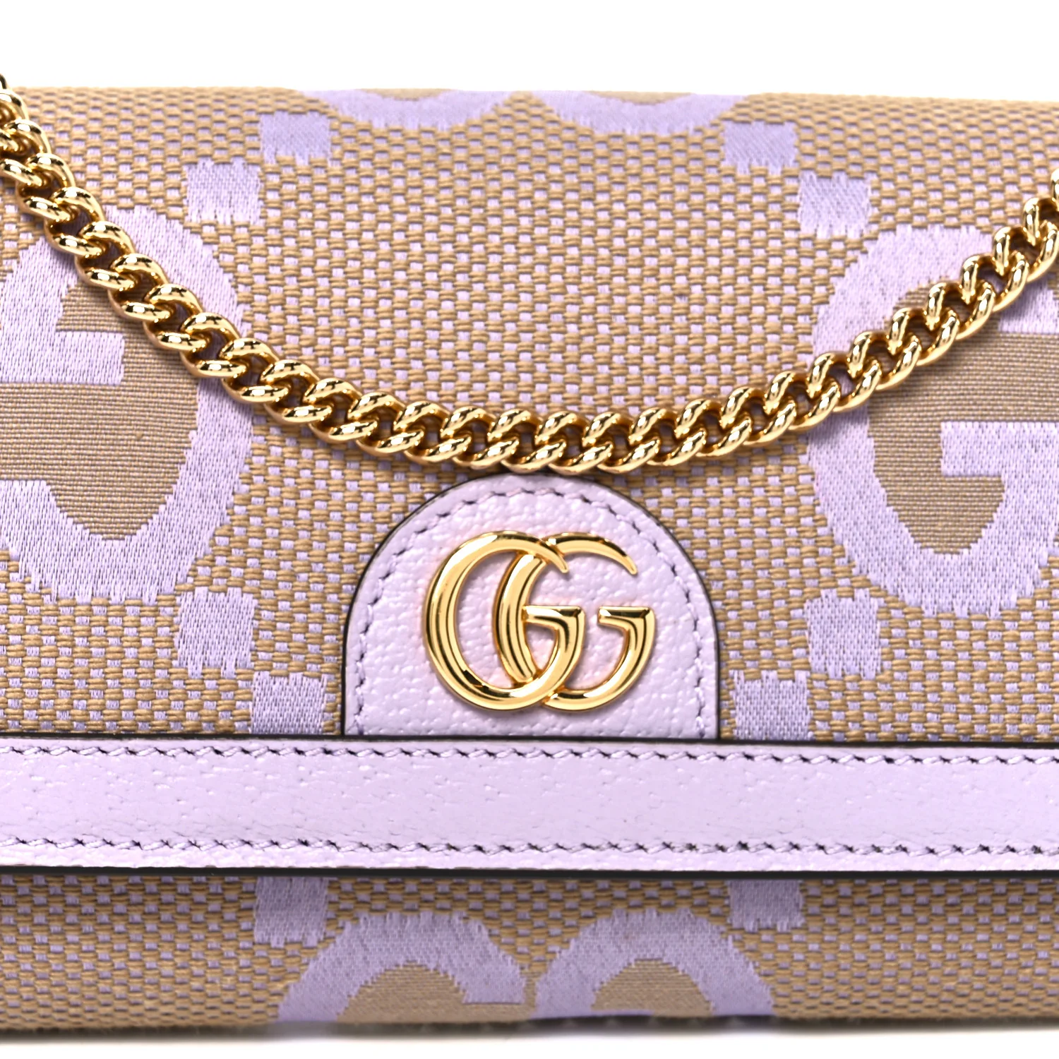 Monogram Jumbo GG Textured Dollar Calfskin Ophidia Continental Wallet On Chain Beige Lapis - Top Club
