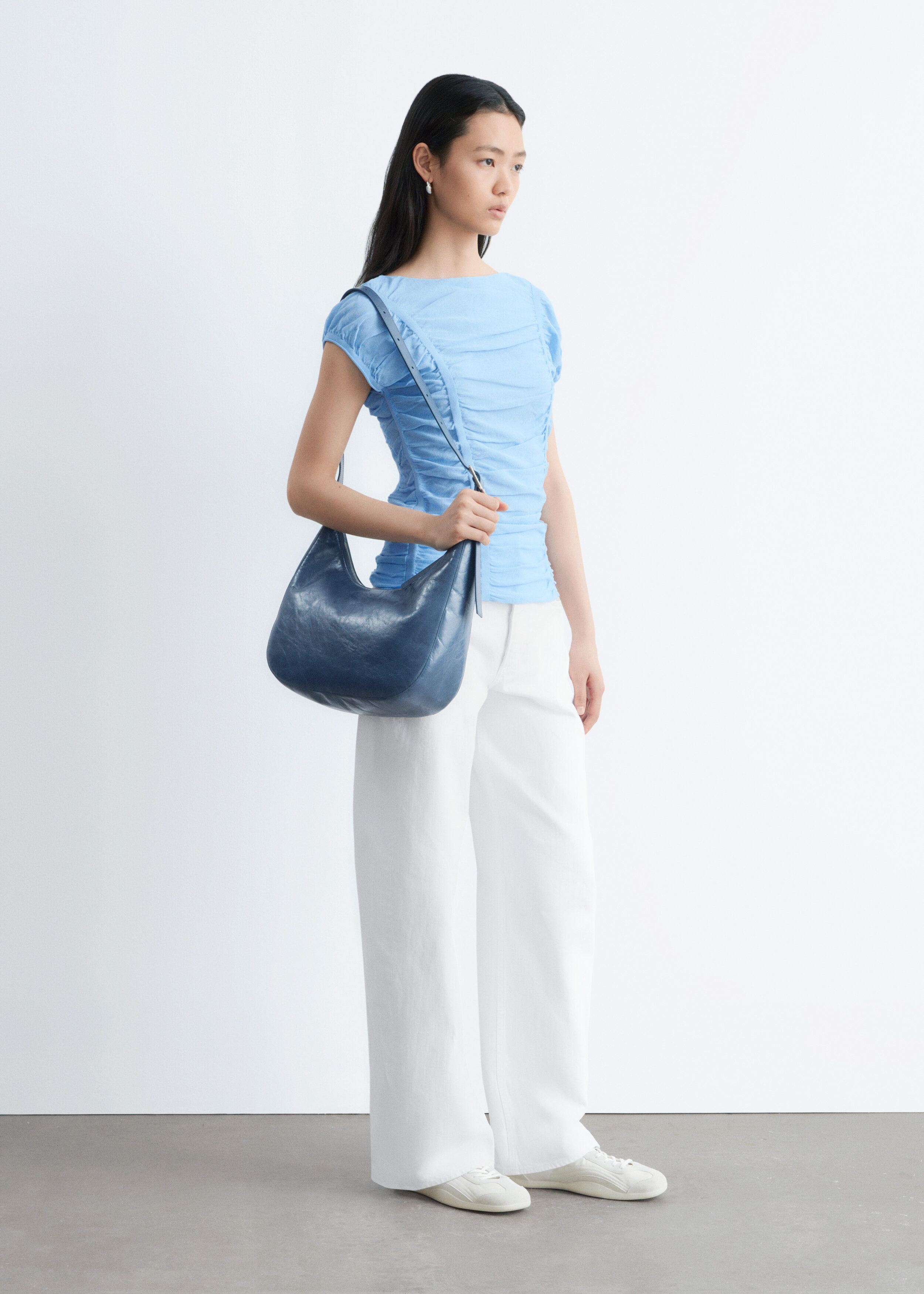 & Other Stories RUCHED CAP-SLEEVE TOP
