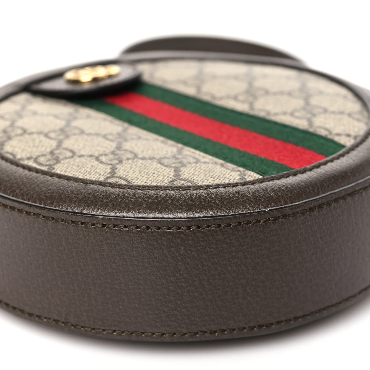 GG Supreme Monogram Web Mini Ophidia Round Shoulder Bag Brown - Top Club