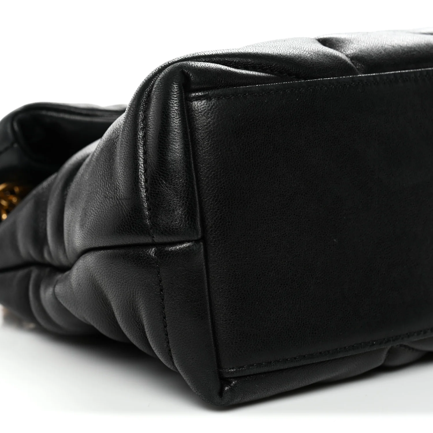 Lambskin Quilted Small Loulou Puffer Monogram Chain Satchel Black - Top Club