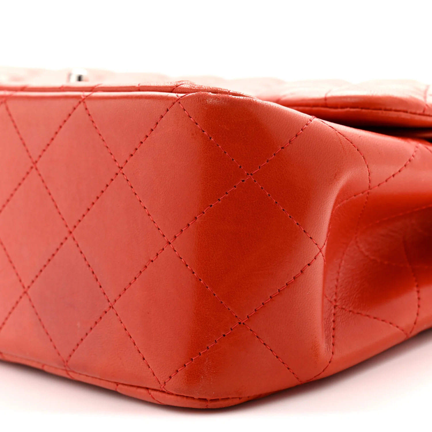 Lambskin Quilted Jumbo Double Flap Red - Top Club