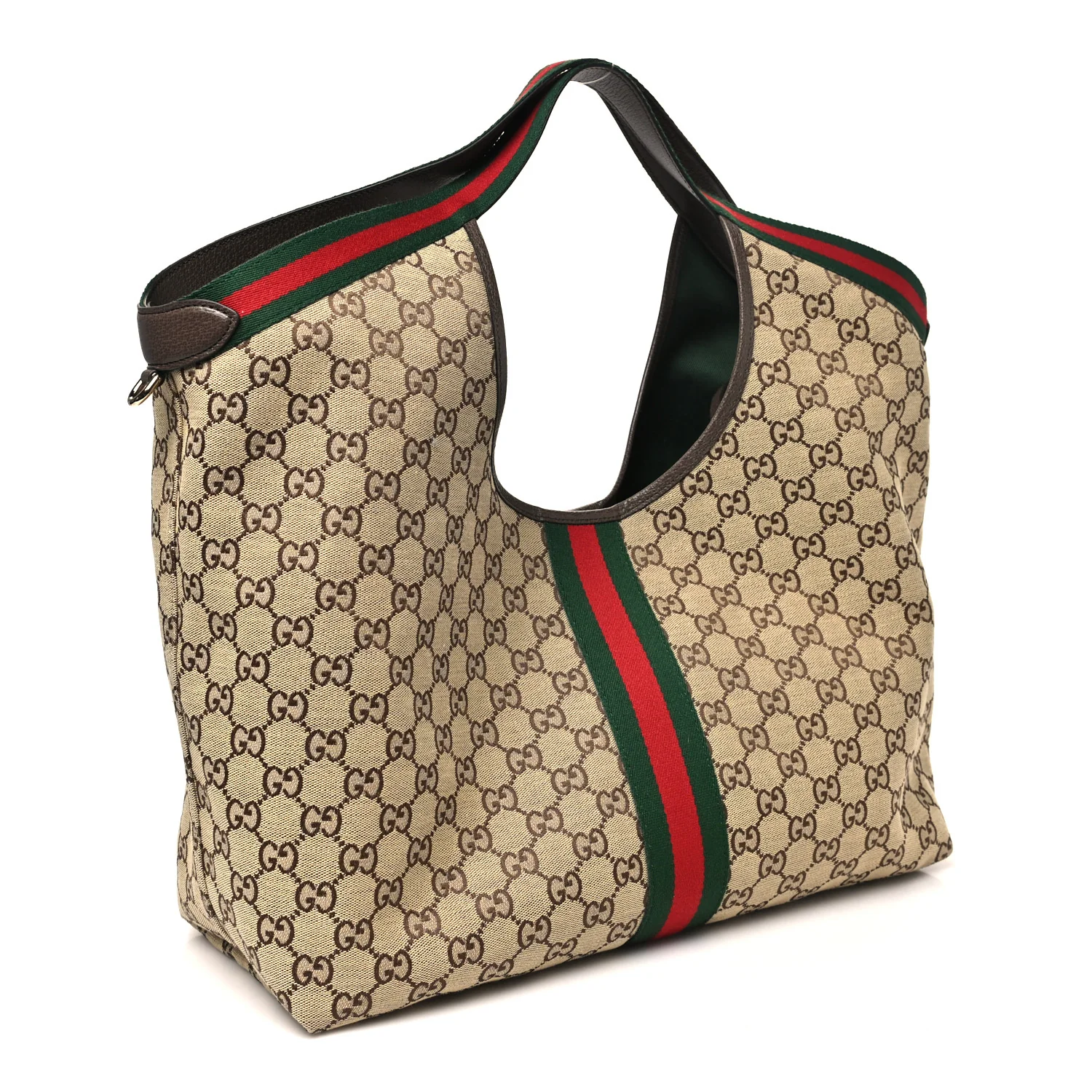 GG Monogram Web Large Giglio Tote Beige Brown - Top Club