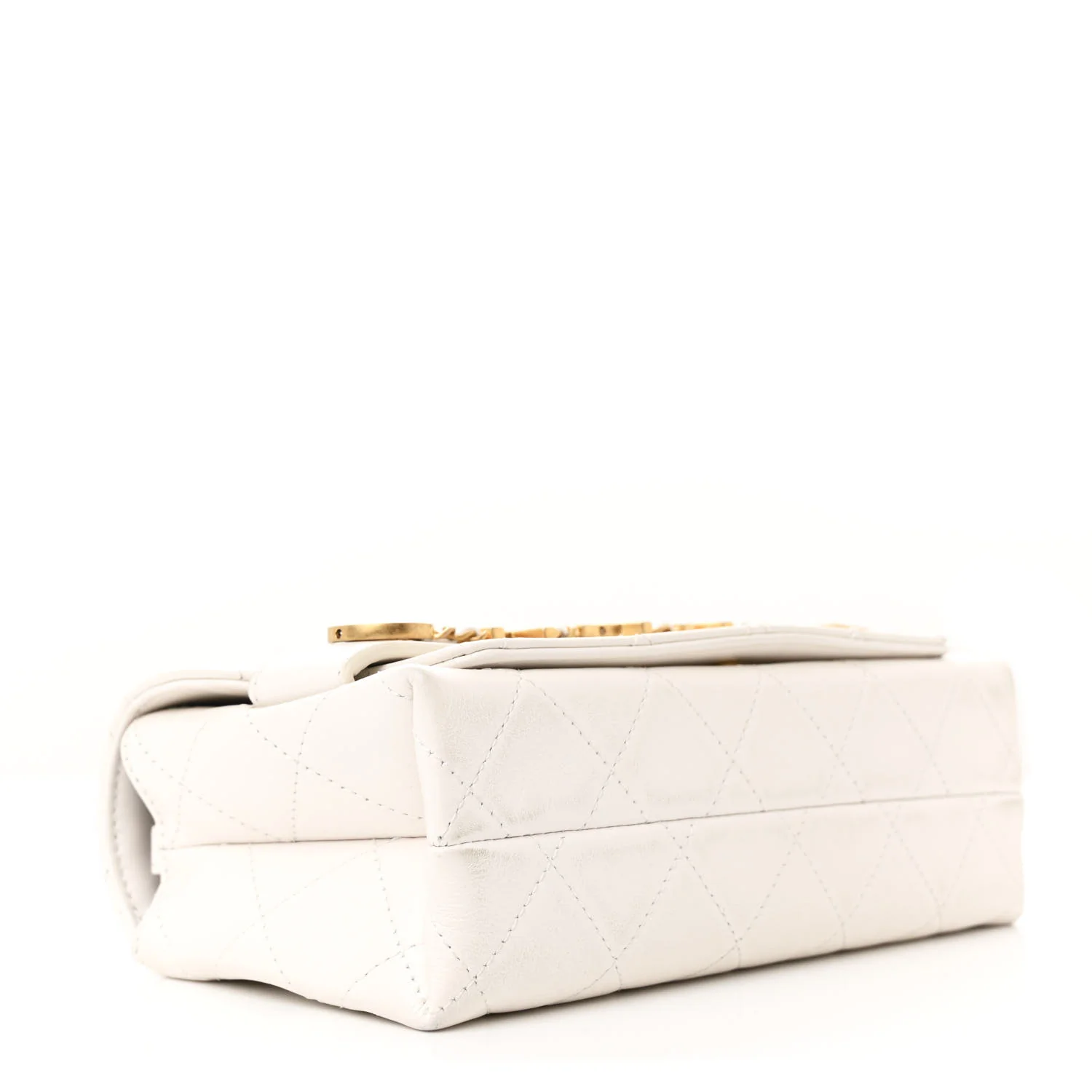 Calfskin Quilted Small Enchained Flap White - Top Club