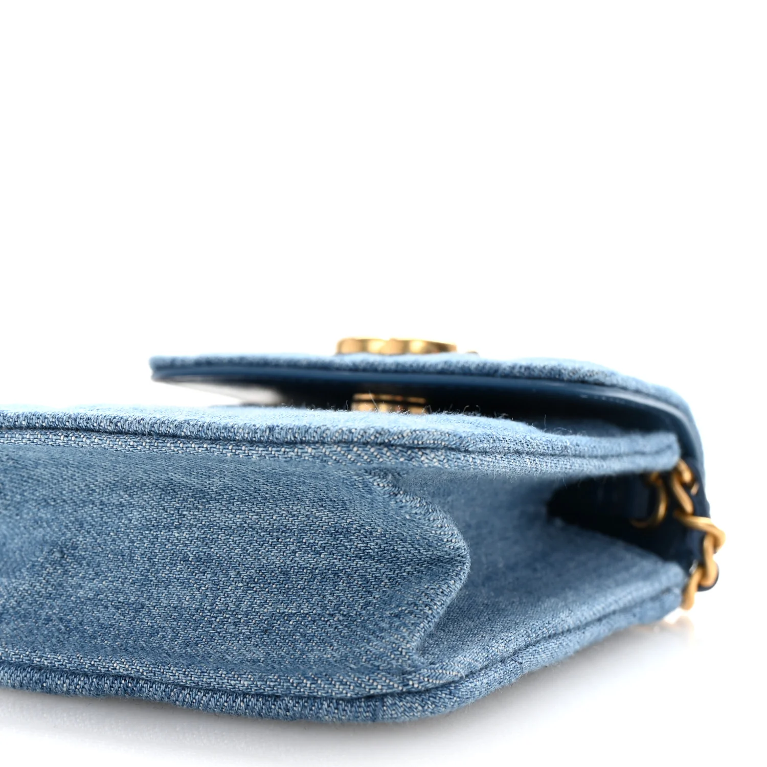 Denim Quilted Flap Mini Crossbody Blue - Top Club