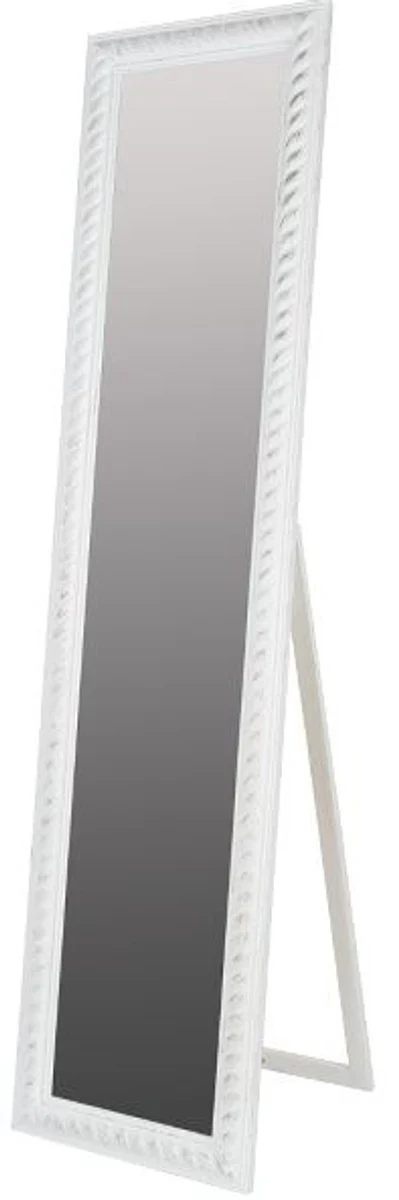 Baroque standing mirror white with beautiful antique white cord frame H. 180 cm - handmade