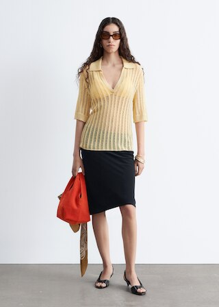 & Other Stories OPEN-KNIT POLO TOP
