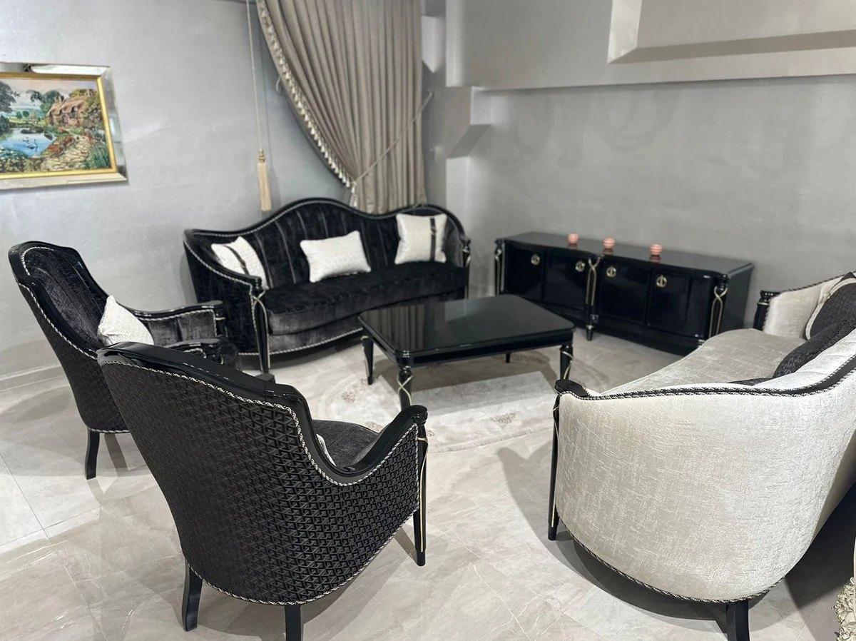 Luxury Baroque coffee table black / gold 120 cm - Baroque style furniture