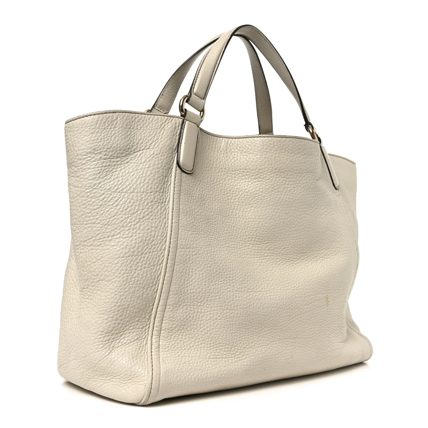 Pebbled Calfskin Medium Soho Shoulder Bag Off White - Top Club