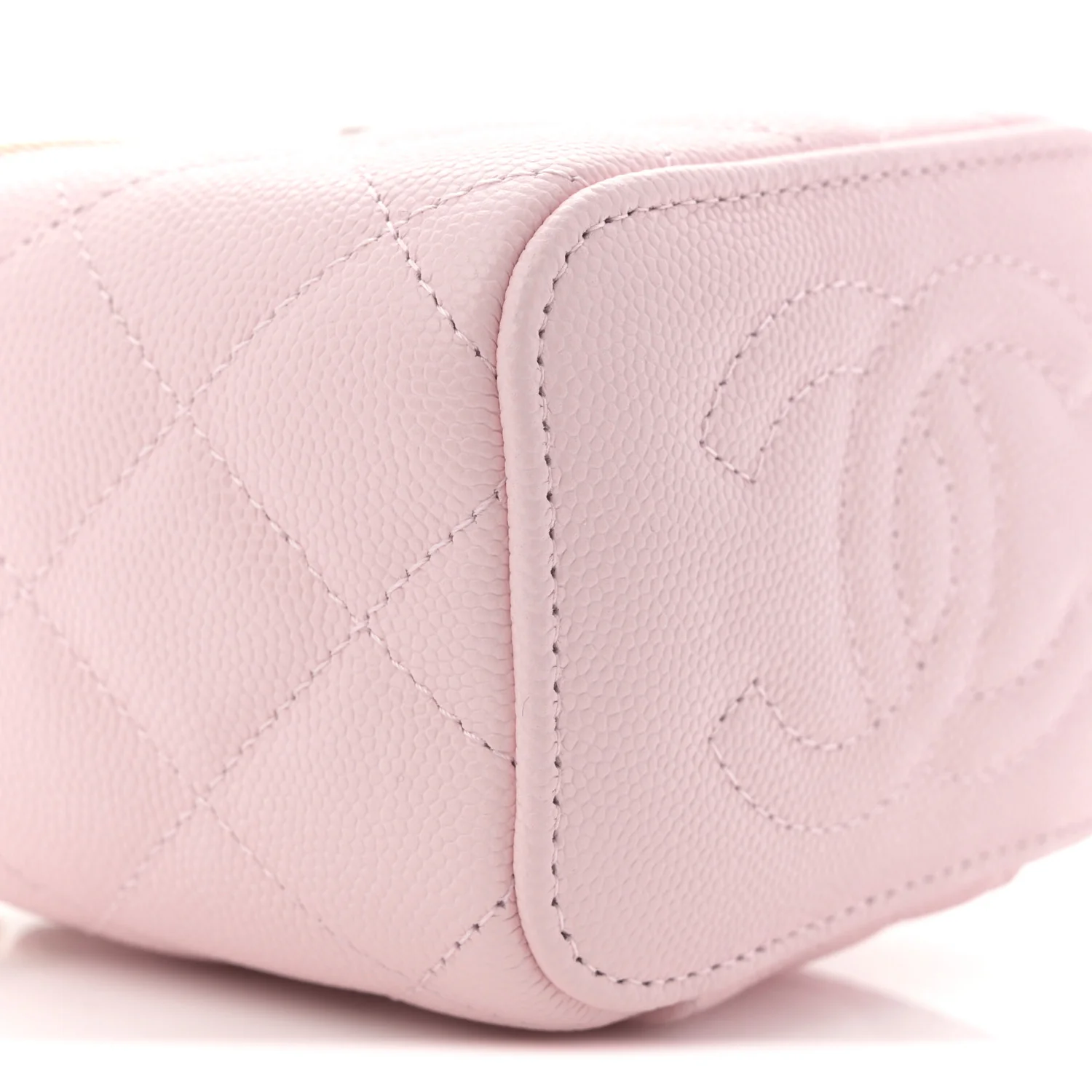 Caviar Quilted Mini Vanity Case With Chain Light Pink - Top Club