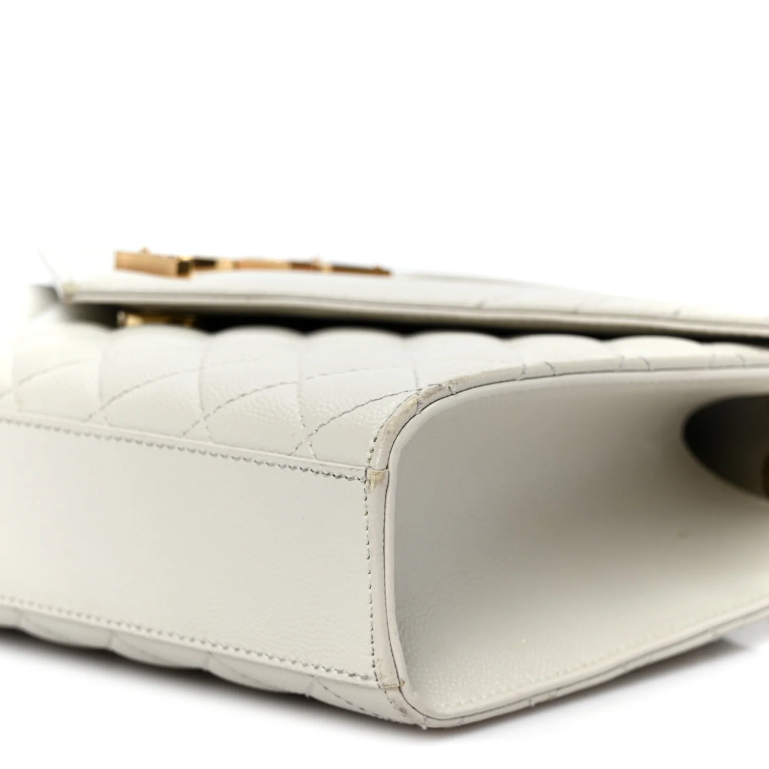 Grain De Poudre Textured Mixed Matelasse Medium Triquilt Monogram Satchel Crema Soft - Top Club