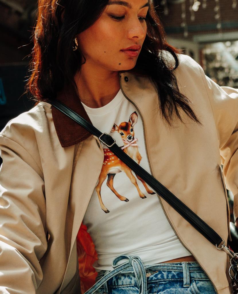 Pimkie T-shirt ajusté avec print faon + nœud cousu