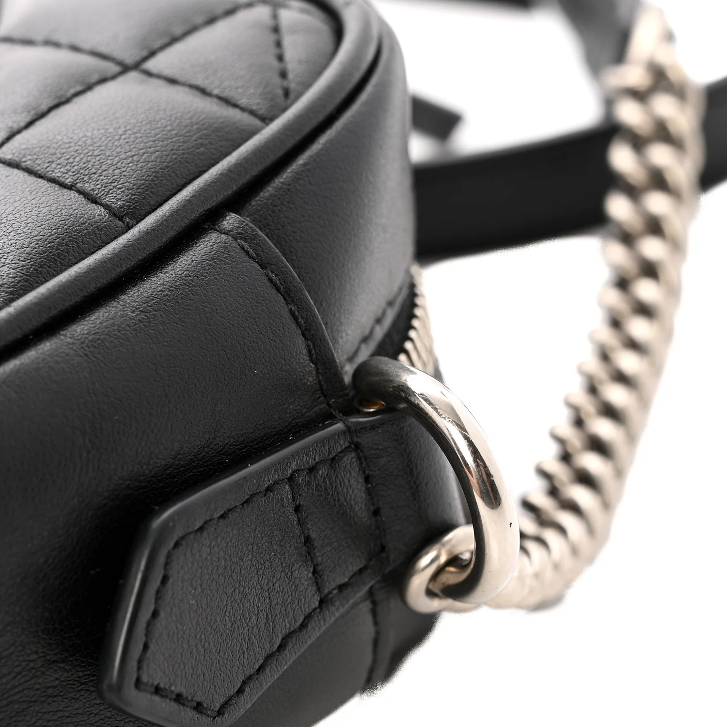 Calfskin Matelasse Aria GG Marmont Chain Shoulder Bag Black - Top Club