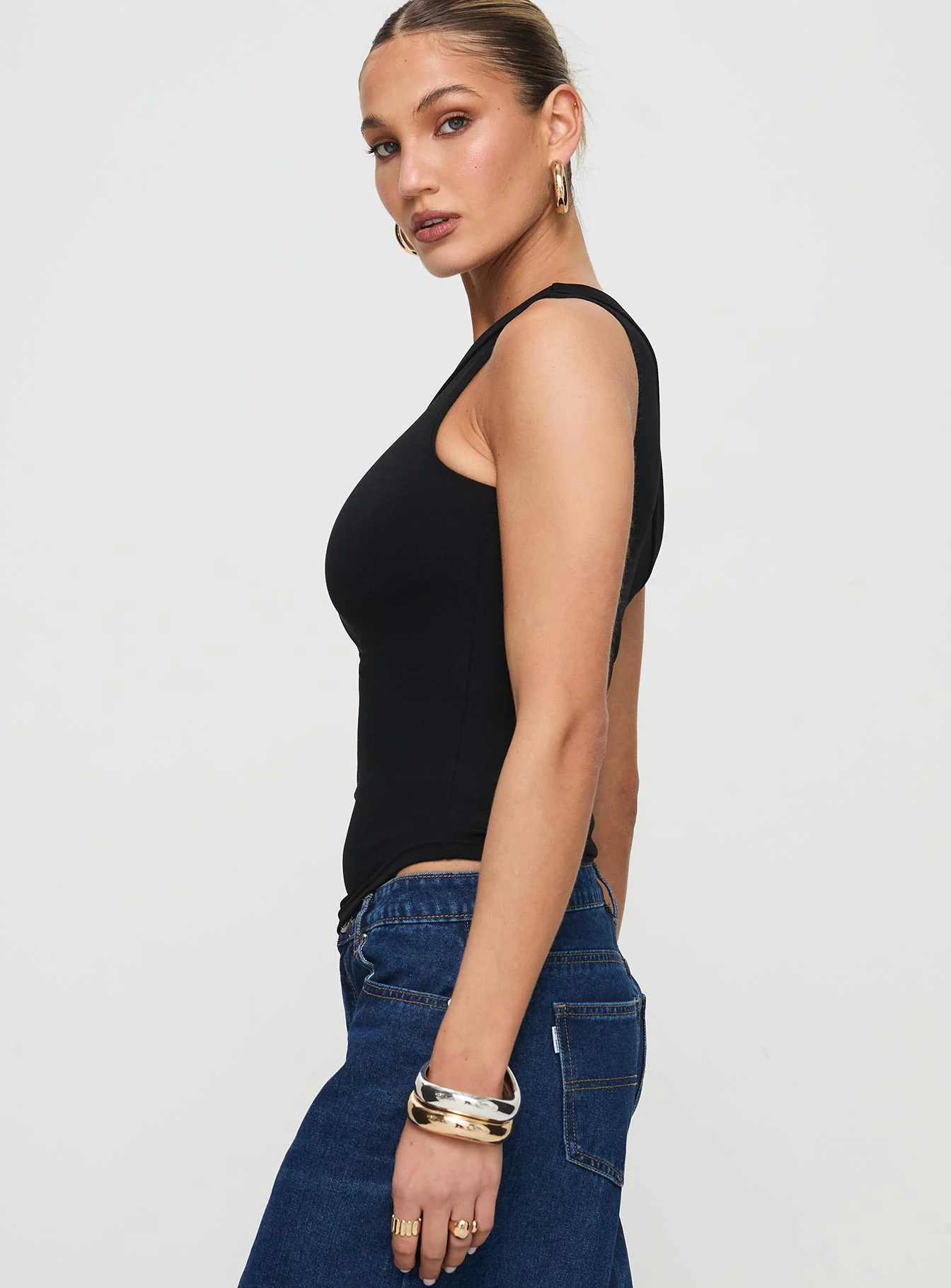 Lunah One Shoulder Top Black